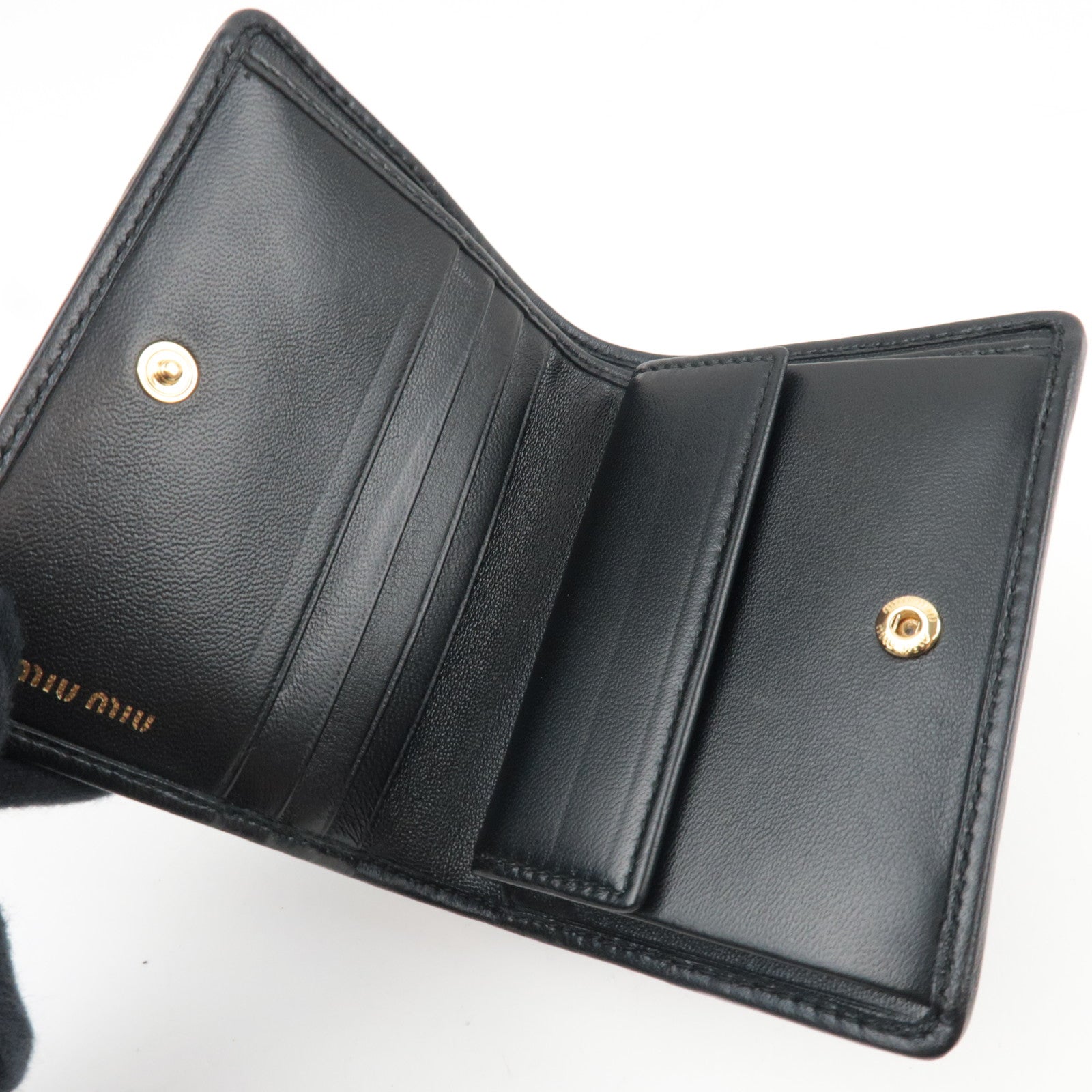 MIU MIU Matelasse Bifold Wallet Leather Black 5MV204 *Box