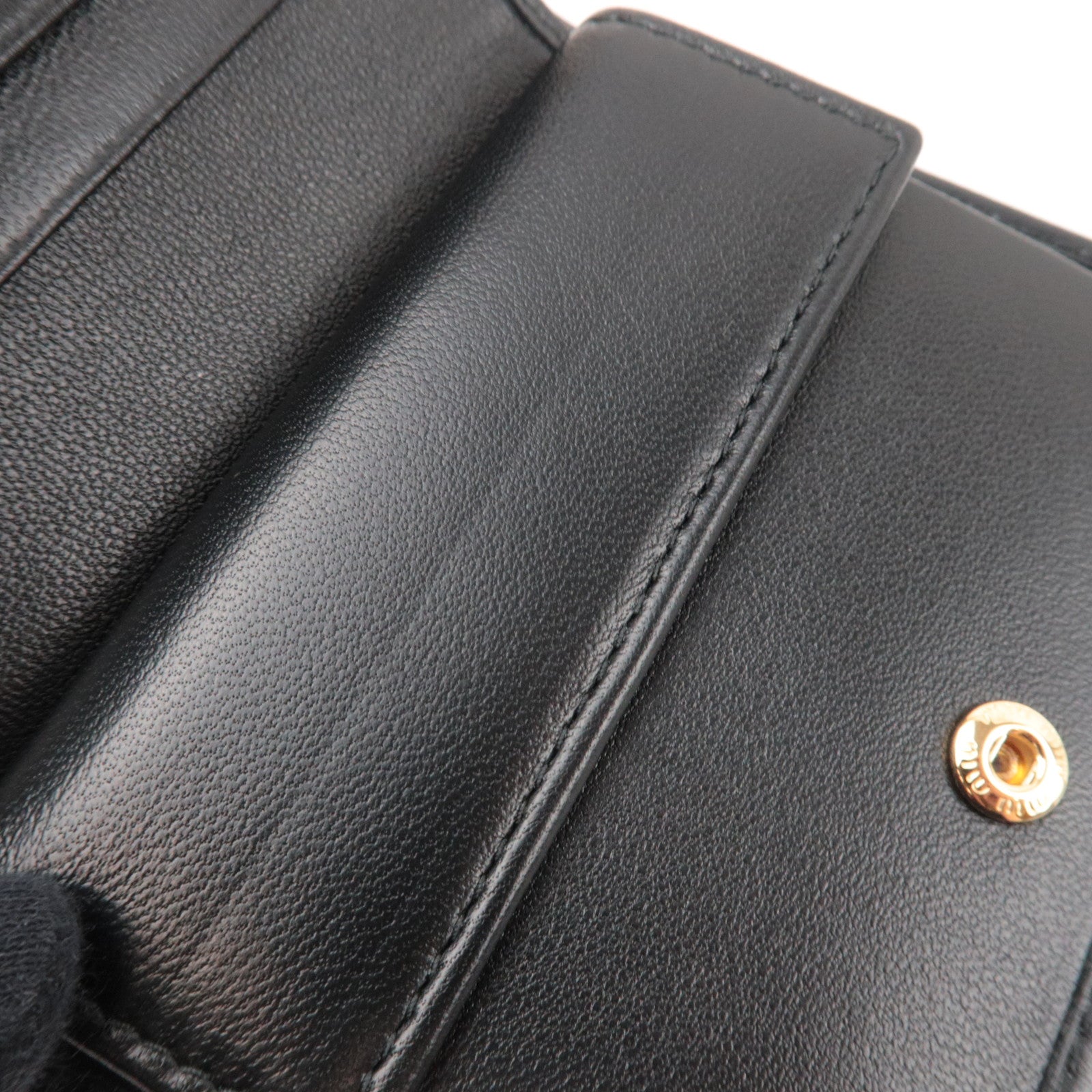 MIU MIU Matelasse Bifold Wallet Leather Black 5MV204 *Box