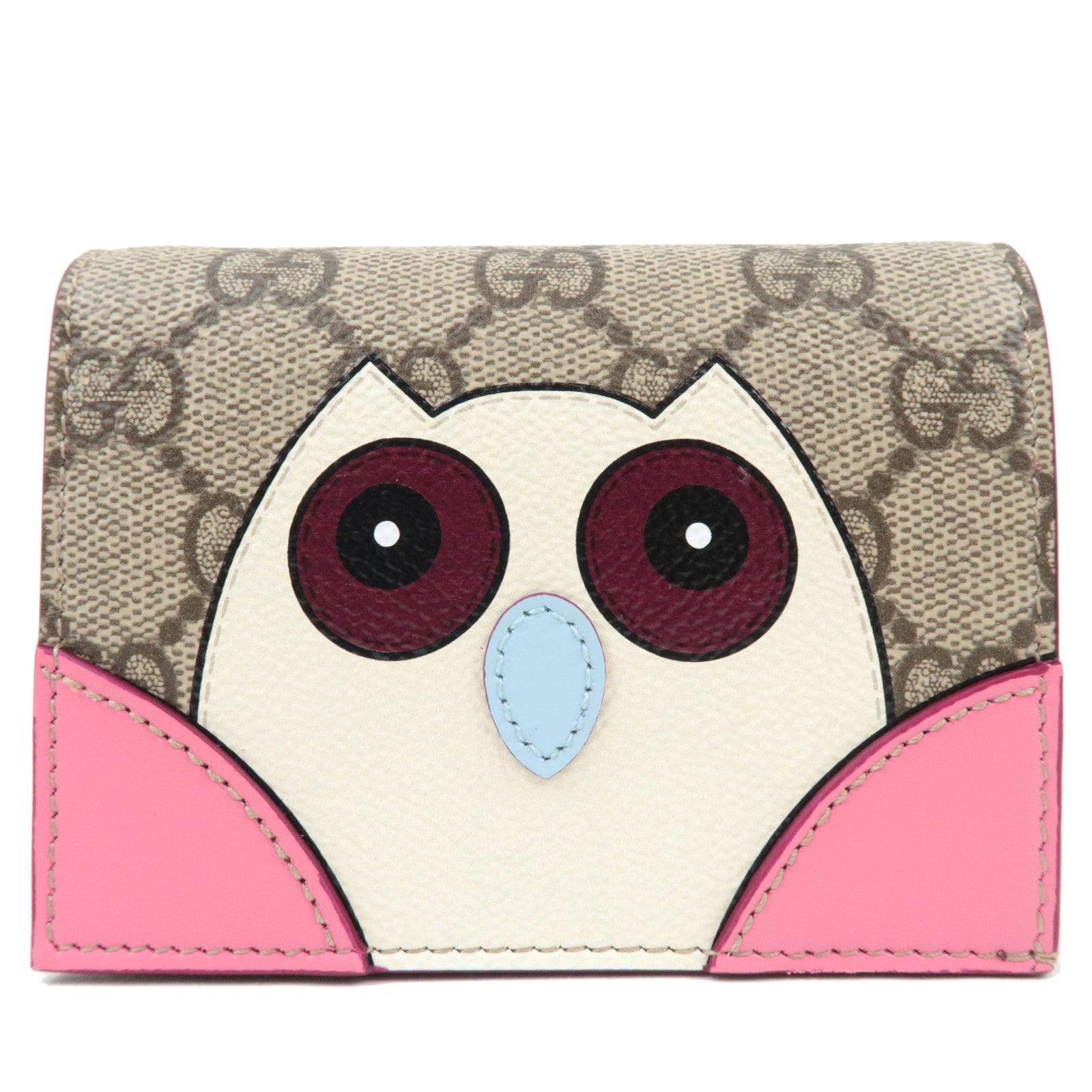 GUCCI Owl Detail Bifold Wallet GG Supreme Beige 818767 *Box, Dust bag80304
