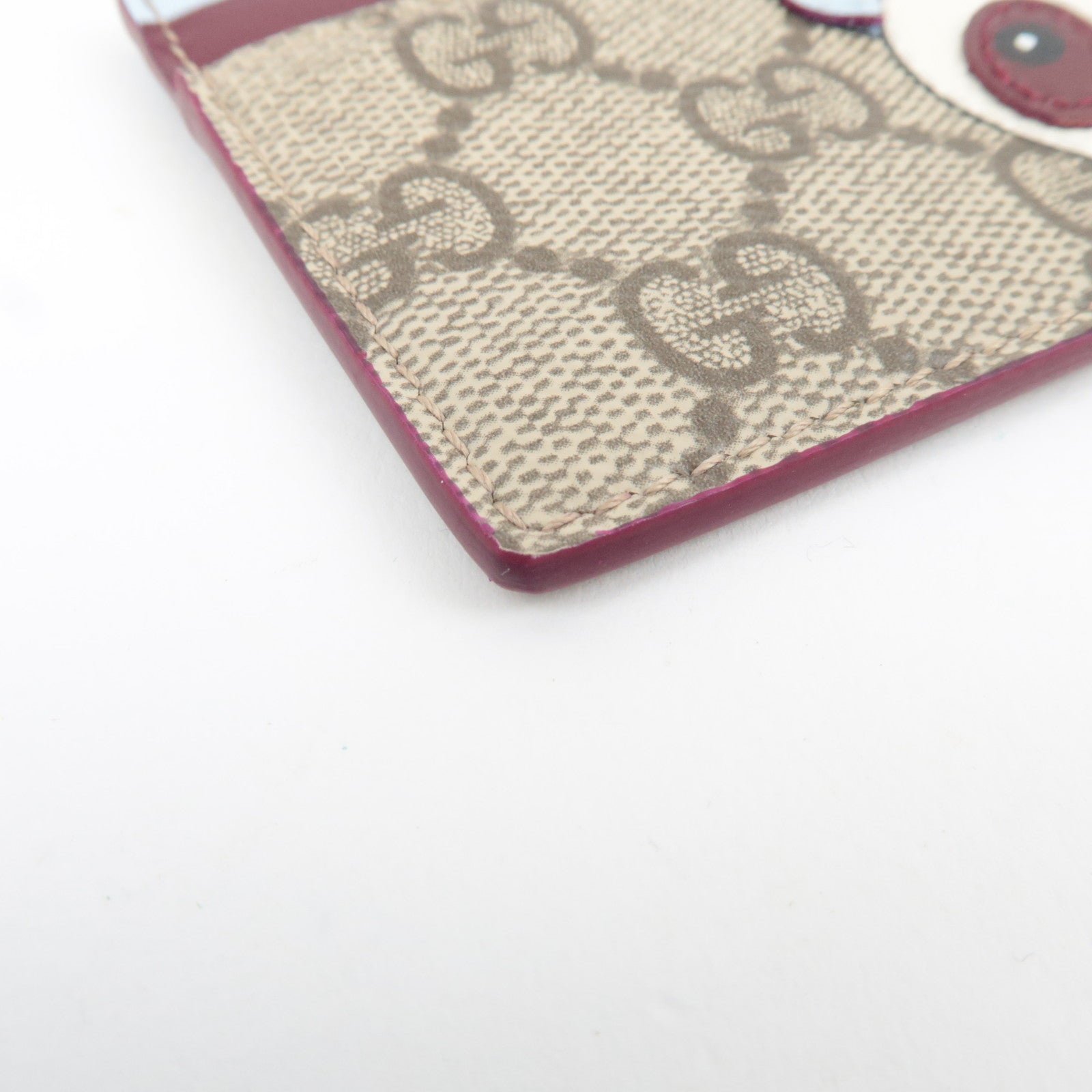 GUCCI Panda Detail Card Case GG Supreme Beige Light Blue 818769 *Box, Dust bag