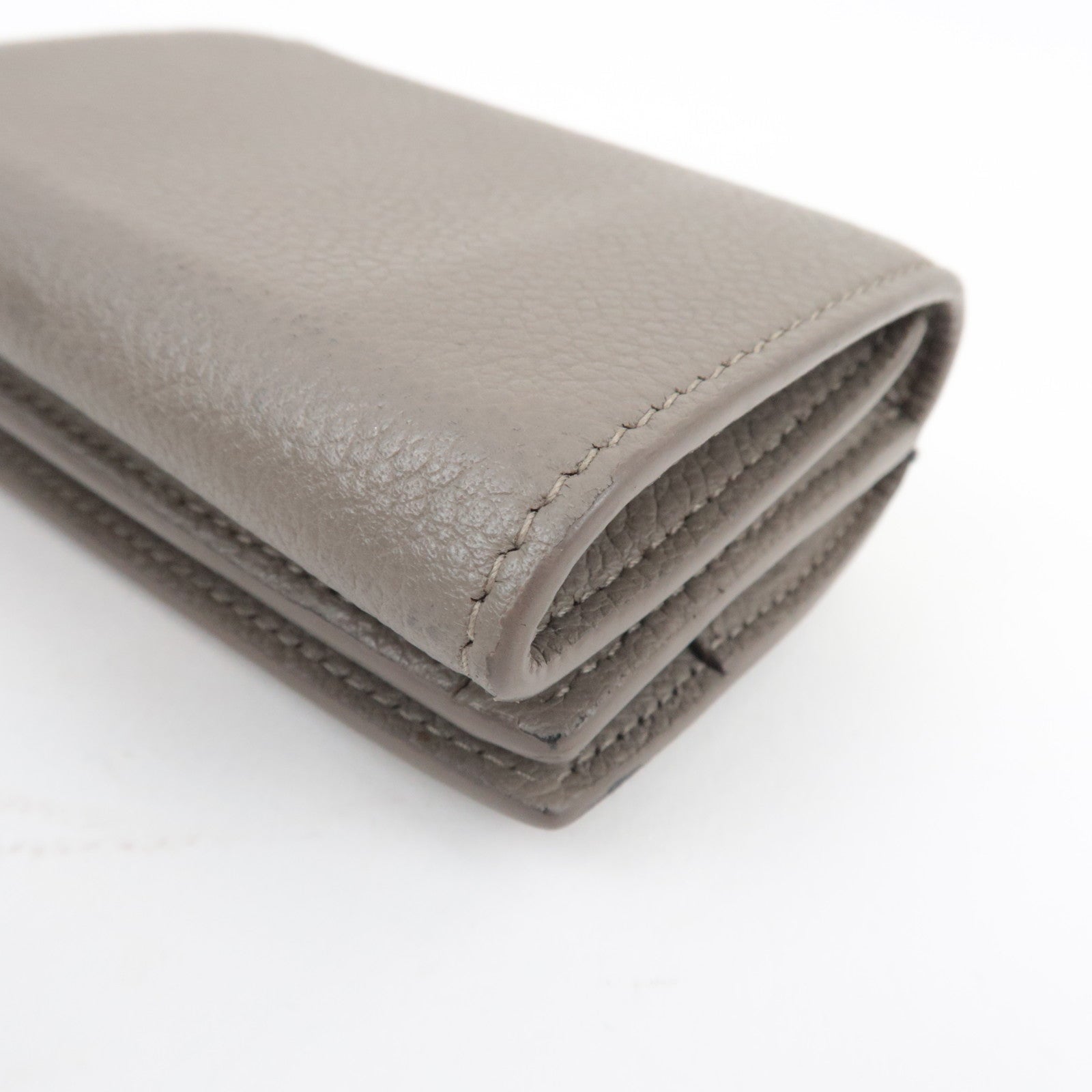 Saint Laurent YSL Origami Tiny Wallet Tri-Fold Wallet Leather Gray Gold HDW 620287 *Box