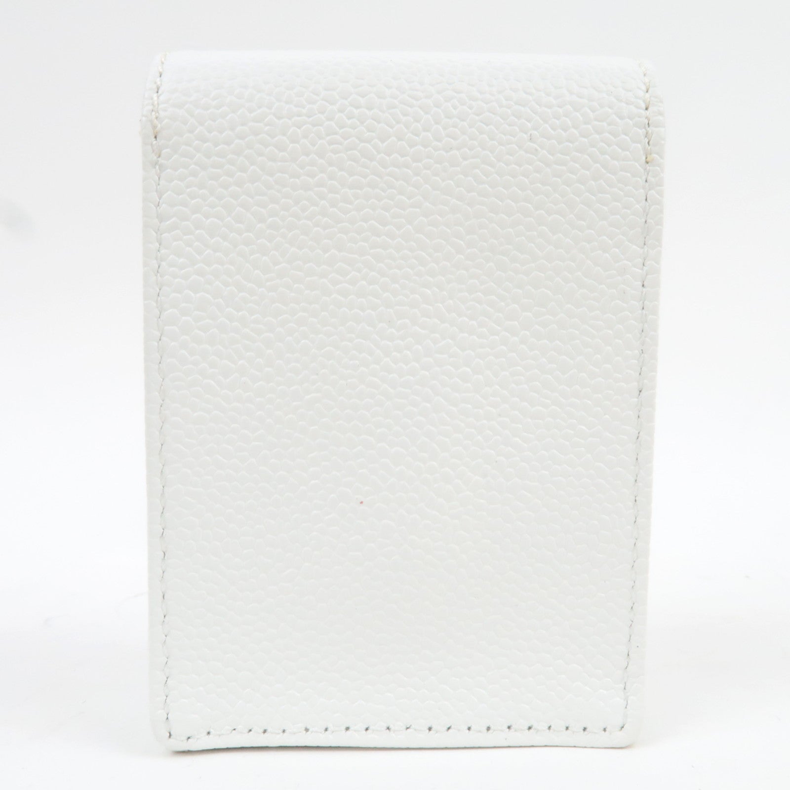 CHANEL Coco Mark Cigarette Case Mini Pouch Caviar Skin White A13511 6018324 *Box, G card