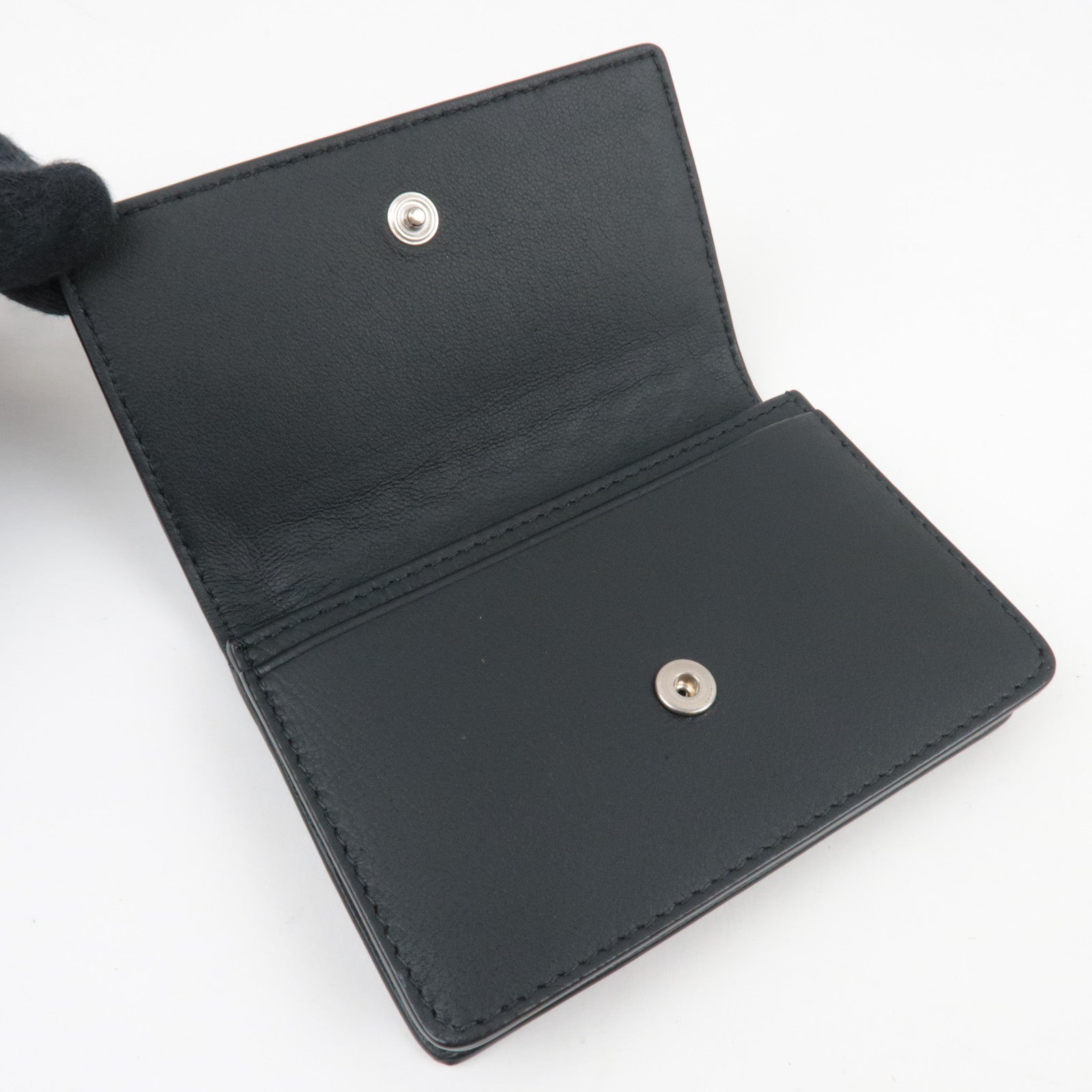 BOTTEGA VENETA Intrecciato Bifold Card Case Leather Black *Box, Dust bag