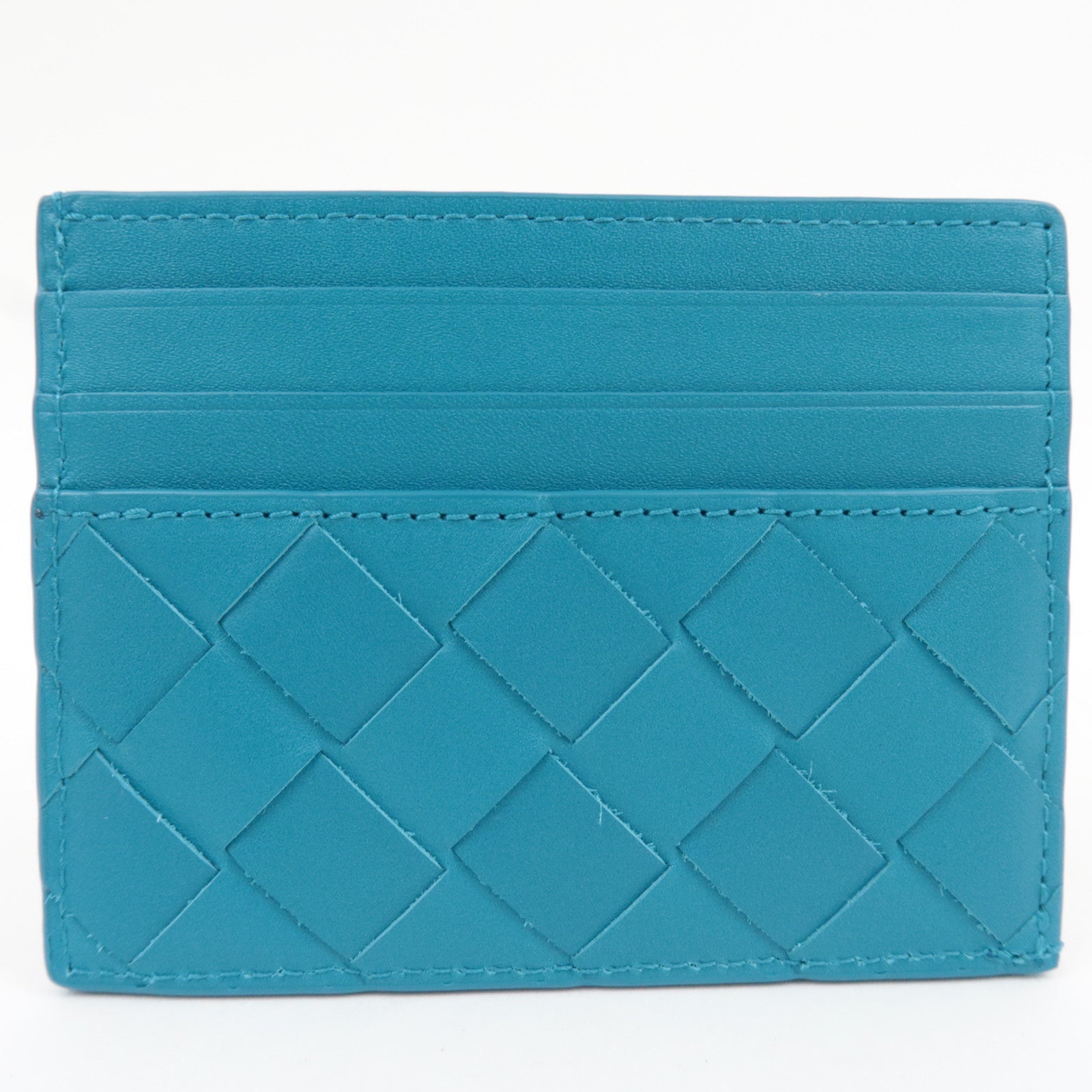 BOTTEGA VENETA Intrecciato Card Case Leather Blue *Box, Dust bag