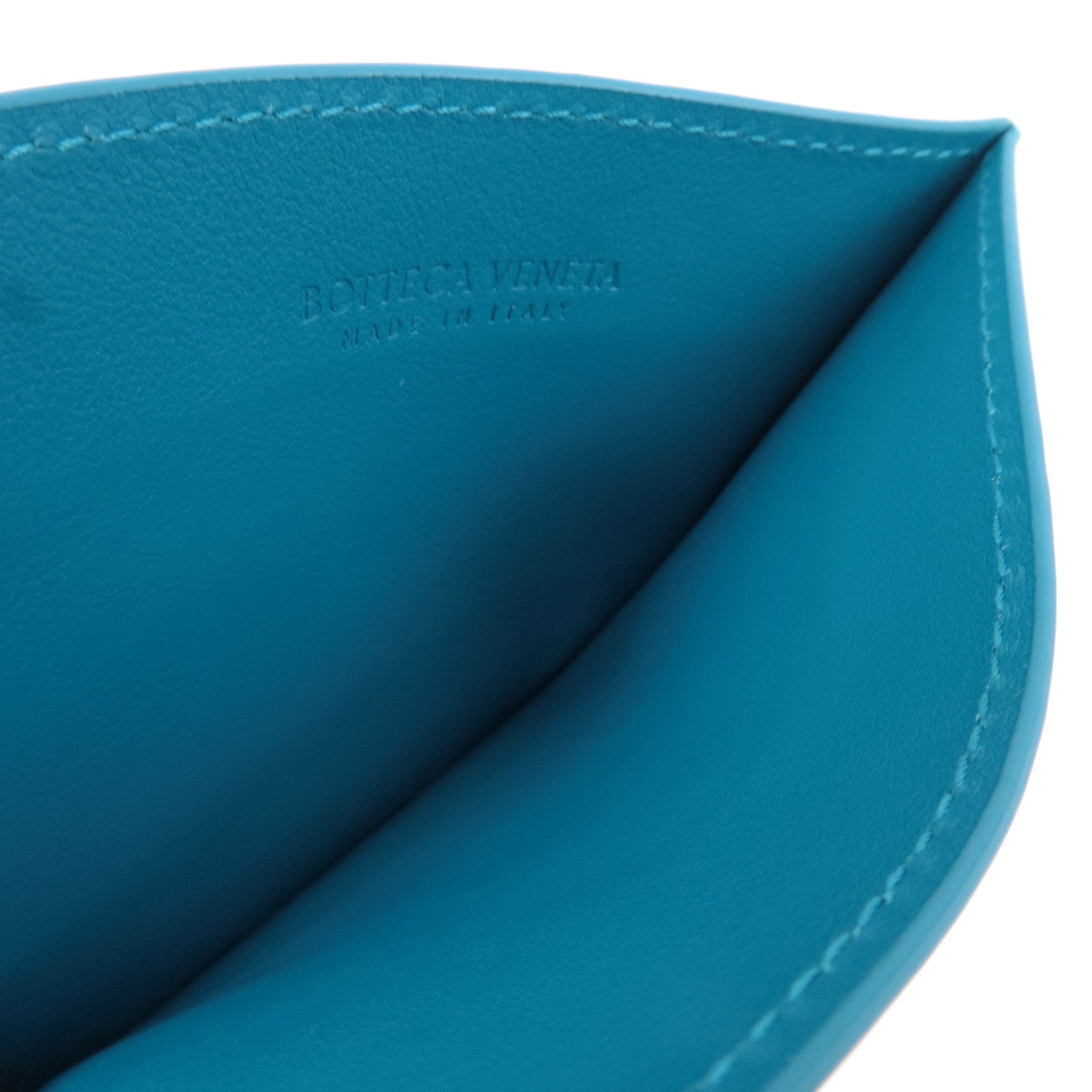 BOTTEGA VENETA Intrecciato Card Case Leather Blue *Box, Dust bag