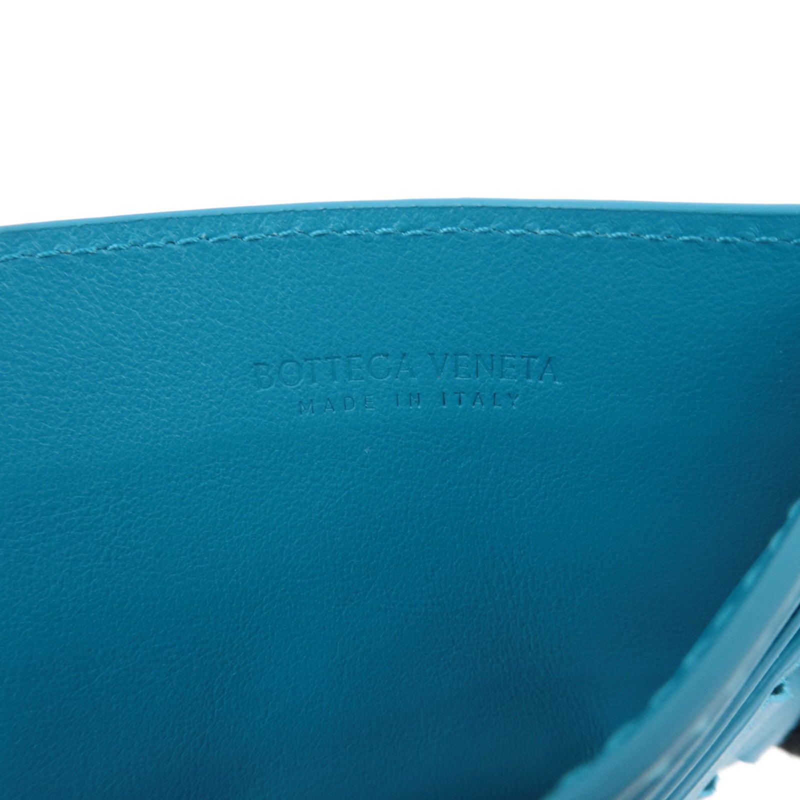 BOTTEGA VENETA Intrecciato Card Case Leather Blue *Box, Dust bag