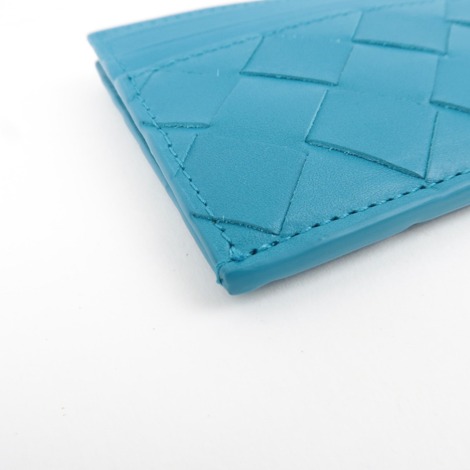 BOTTEGA VENETA Intrecciato Card Case Leather Blue *Box, Dust bag