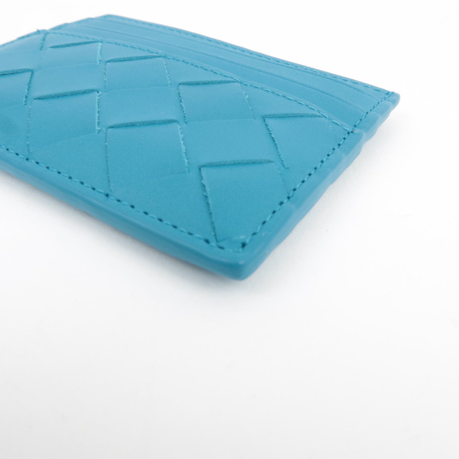 BOTTEGA VENETA Intrecciato Card Case Leather Blue *Box, Dust bag