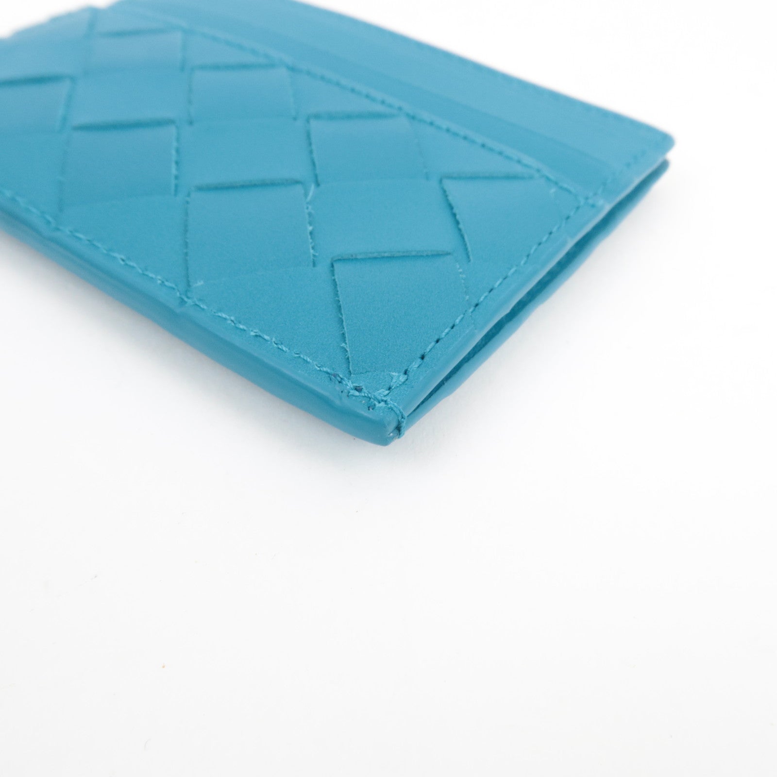 BOTTEGA VENETA Intrecciato Card Case Leather Blue *Box, Dust bag