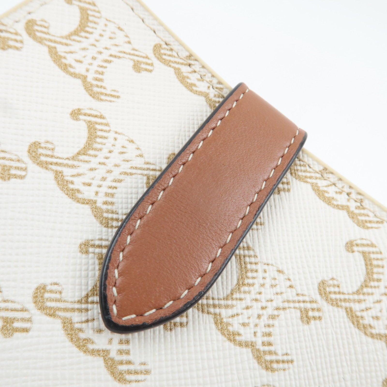 CELINE Triomphe Bifold Wallet PVC Leather Ivory Brown