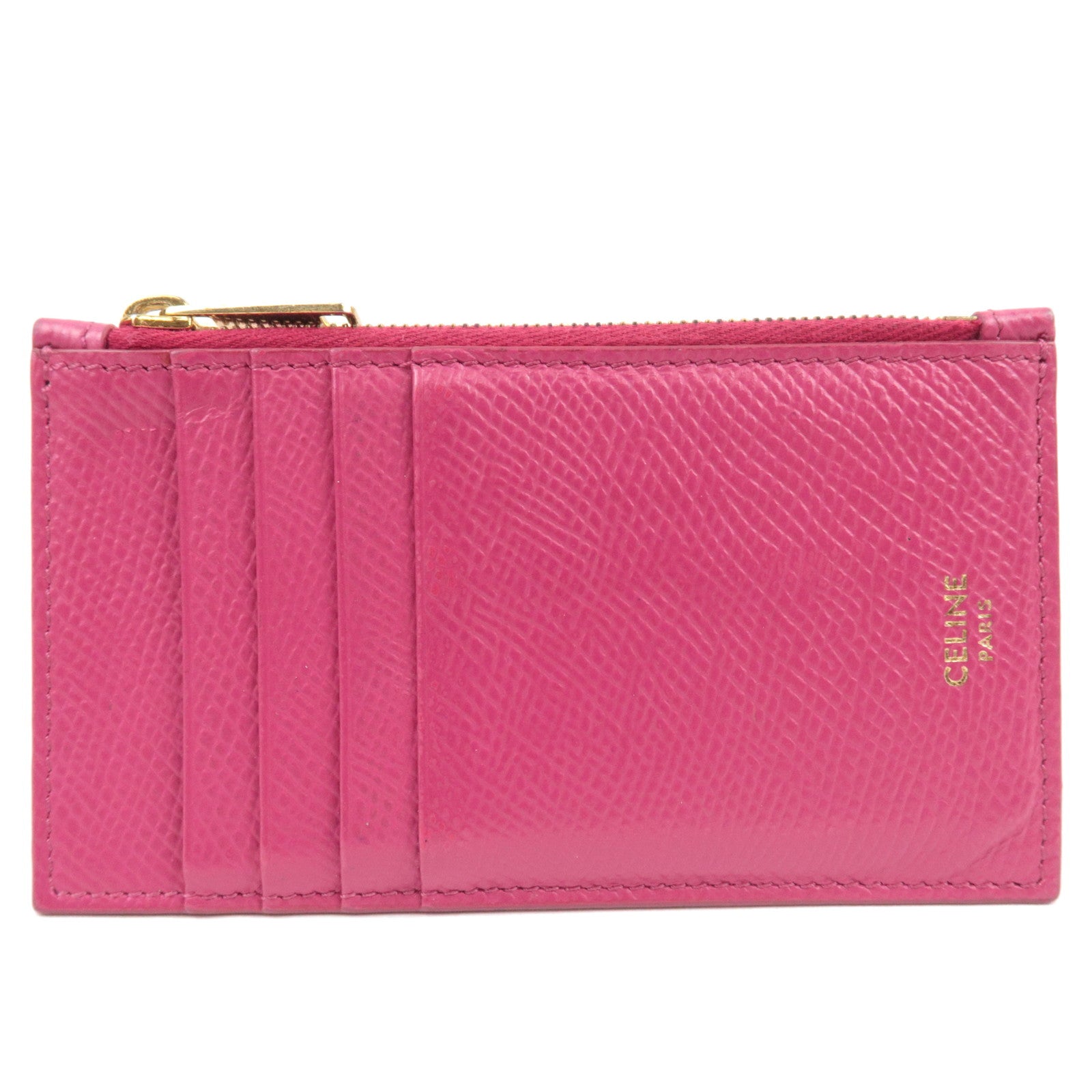CELINE Fragment Case Card Case Leather Pink80342