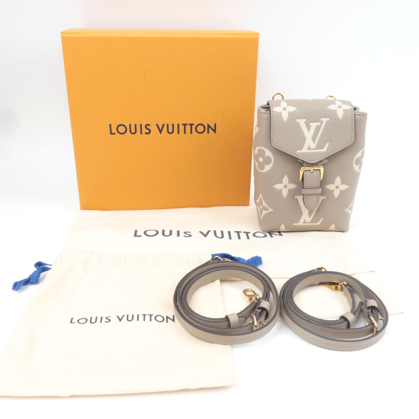 Louis Vuitton Bicolor Monogram Empreinte Tiny Backpack Tourterelle M80738 RFID *Box, Dust bag, Strap