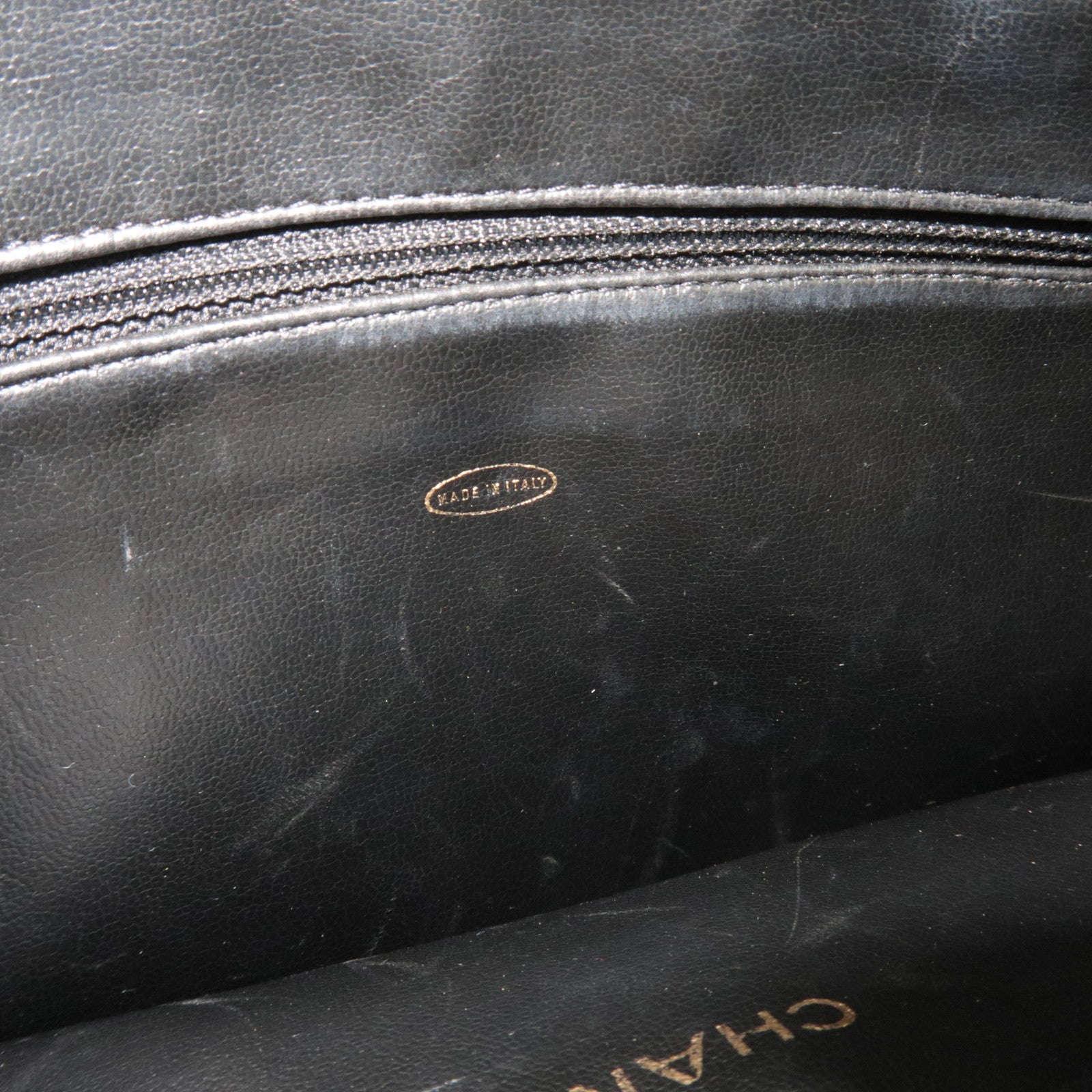 CHANEL Chain Tote Bag Lambskin Black Gold HDW 304460 *G card