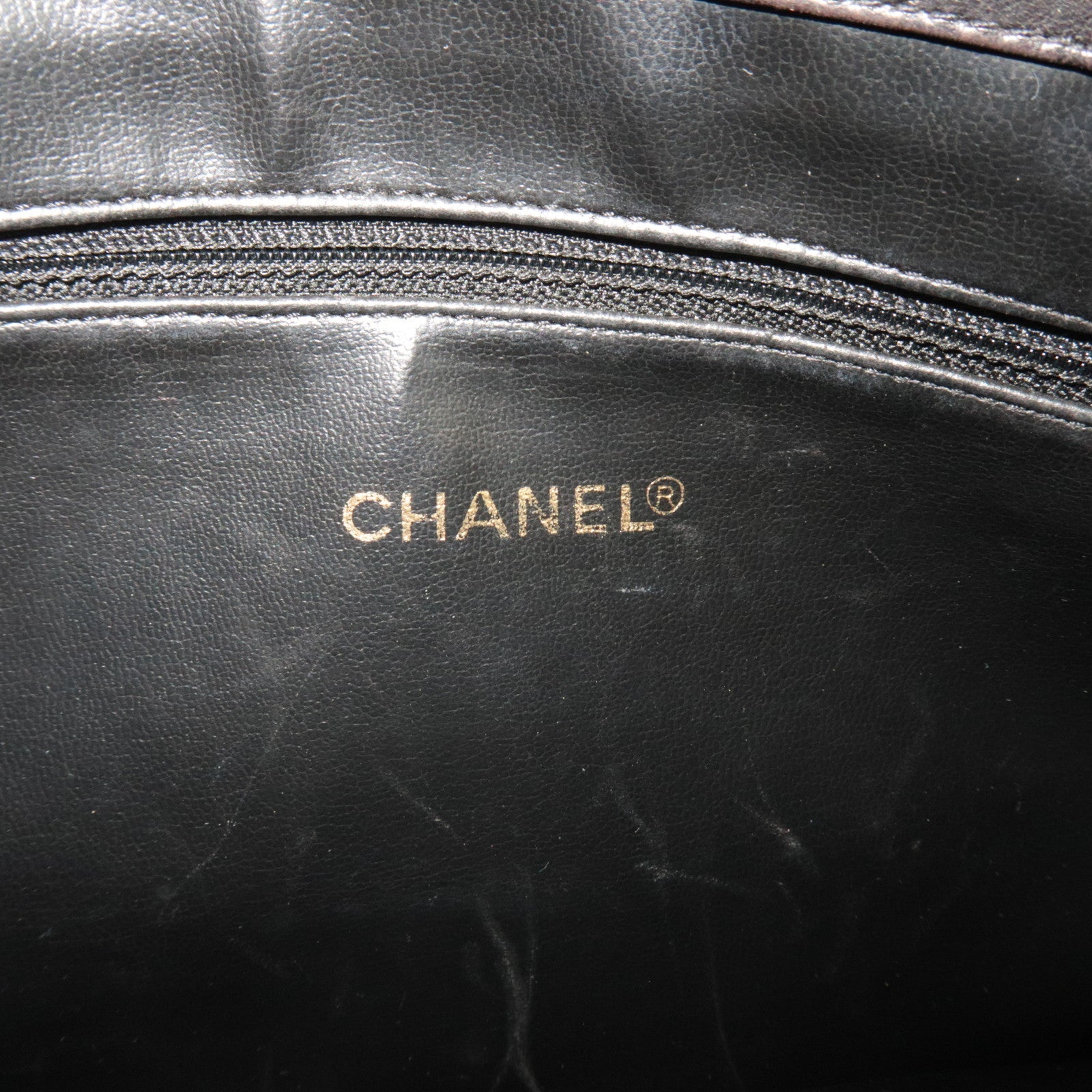 CHANEL Chain Tote Bag Lambskin Black Gold HDW 304460 *G card