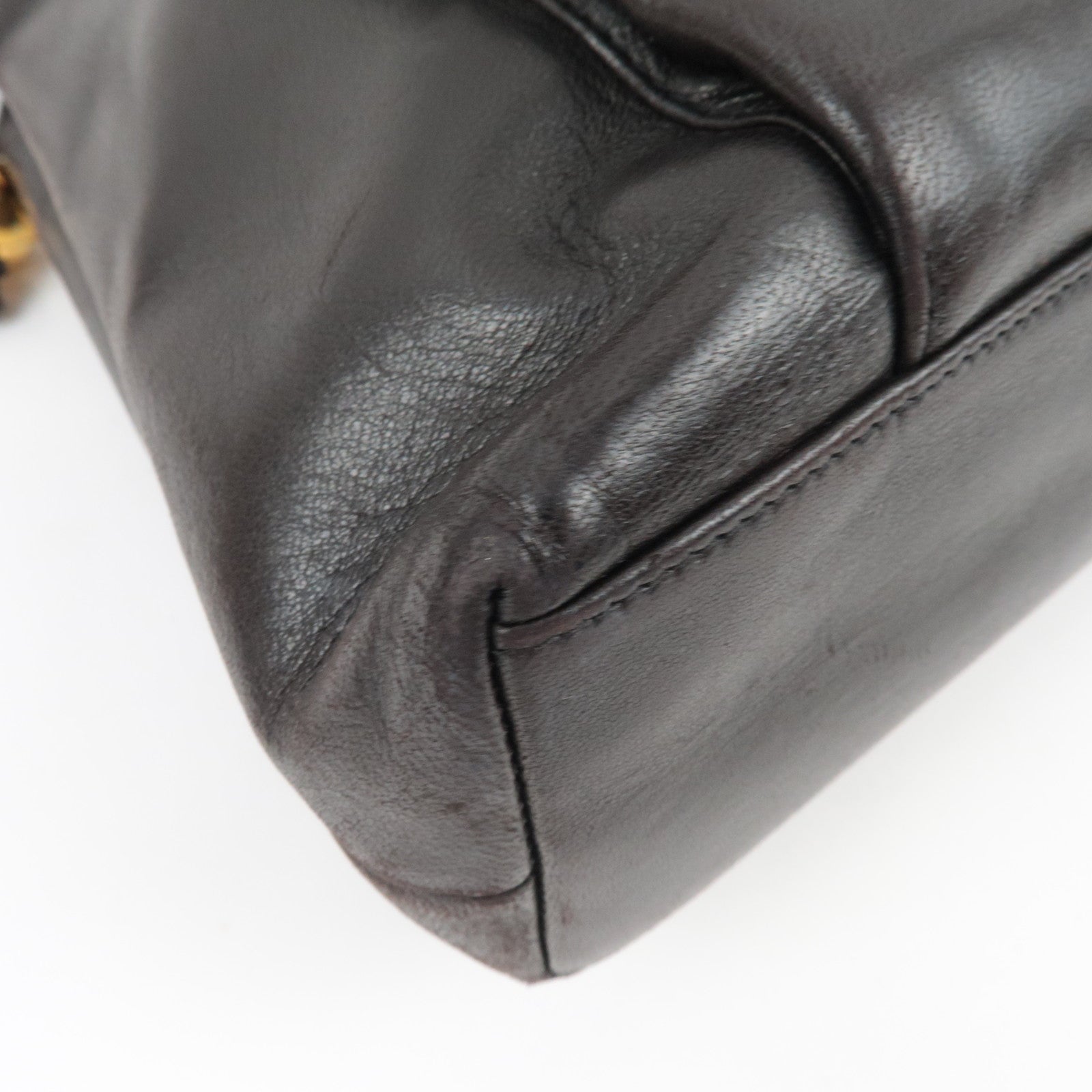 CHANEL Chain Tote Bag Lambskin Black Gold HDW 304460 *G card