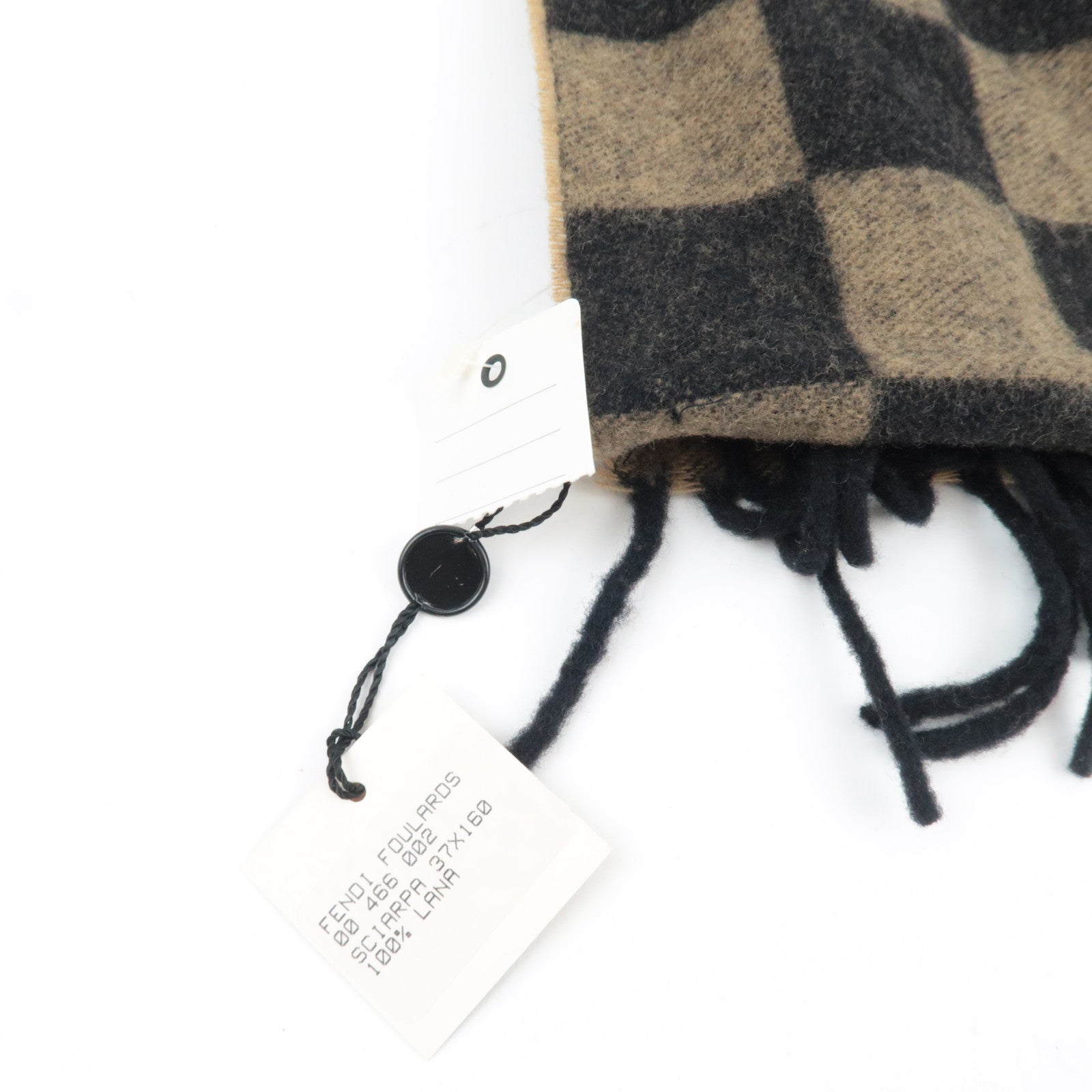 FENDI Pequin Scarf 100% Wool Beige Black