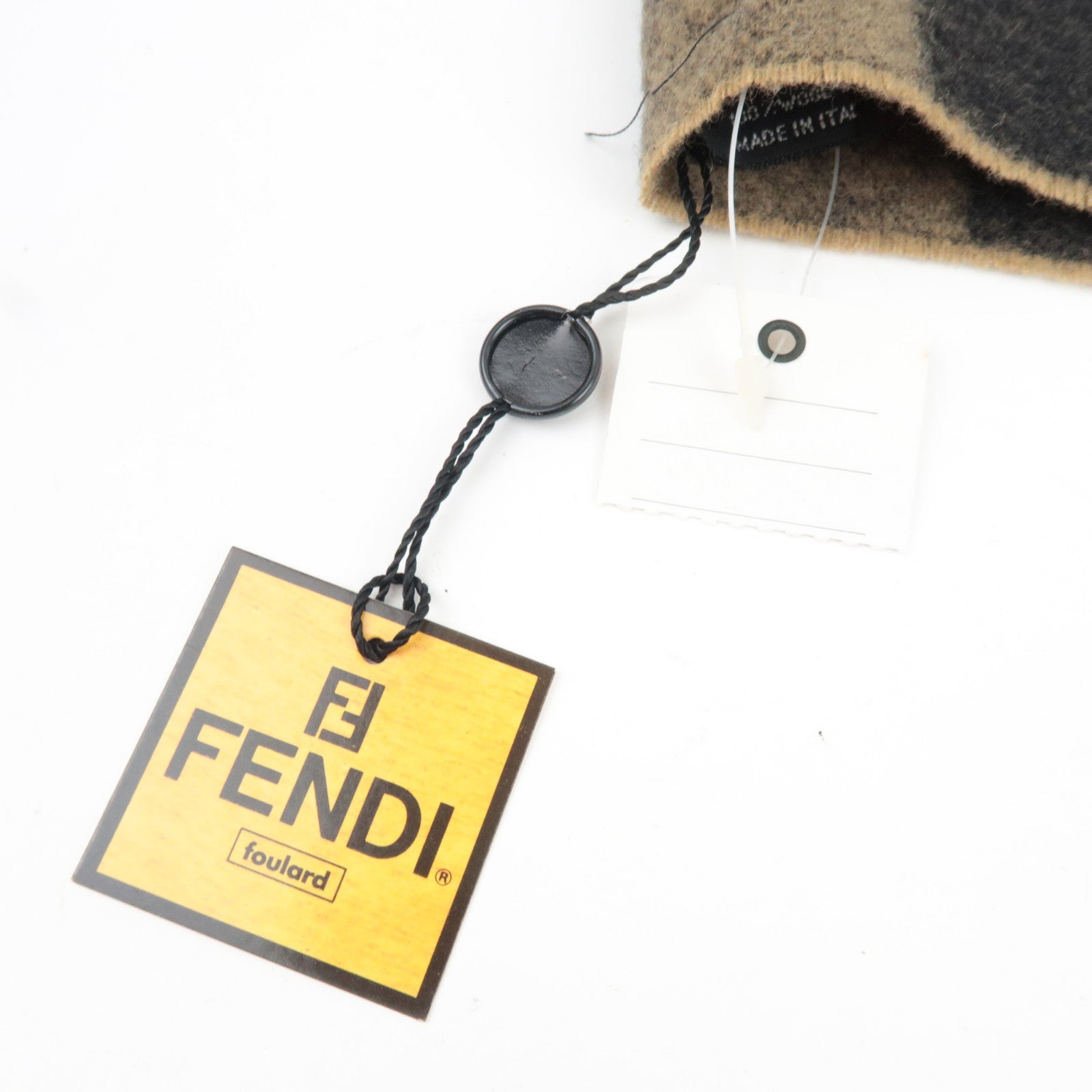 FENDI Pequin Scarf 100% Wool Beige Black