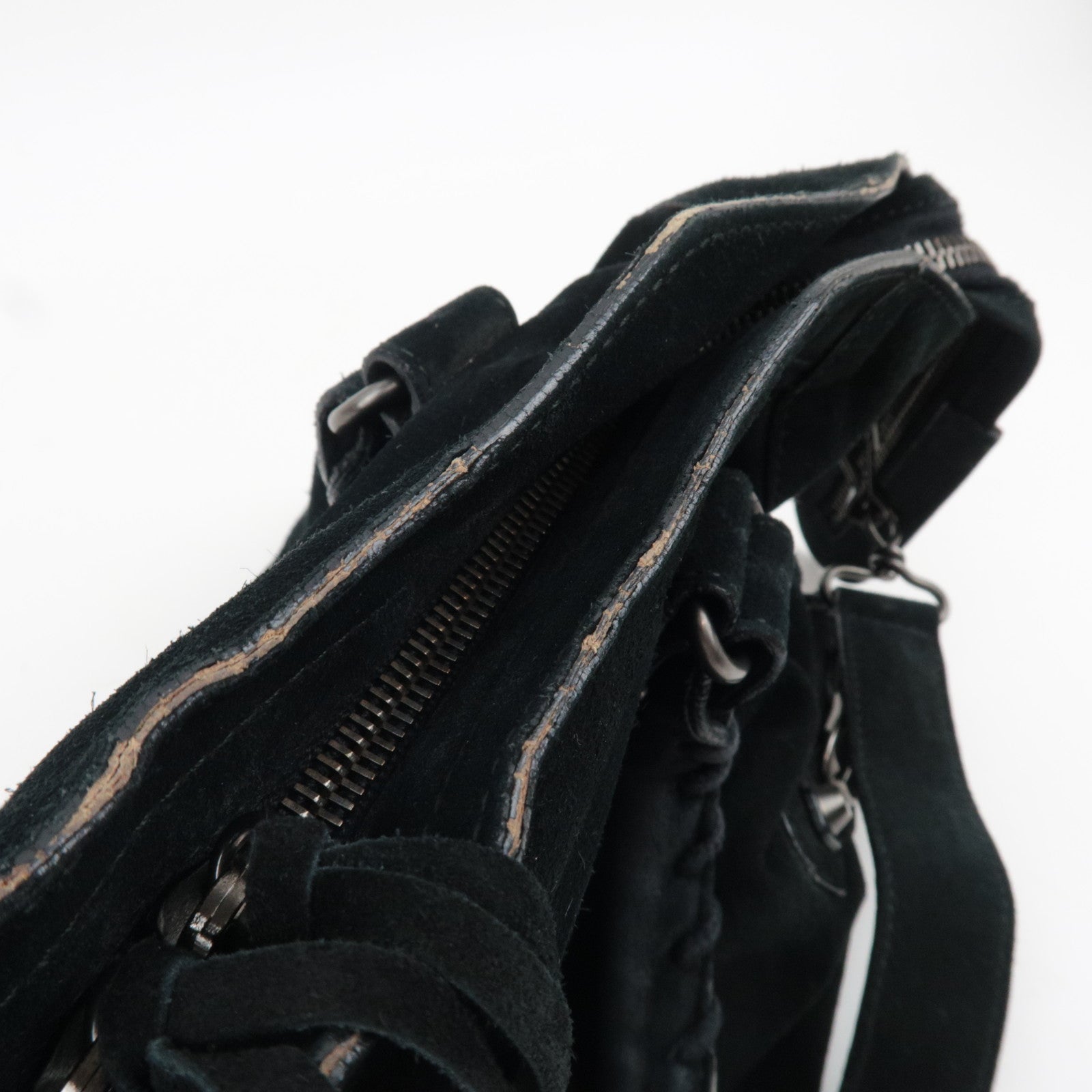 BALENCIAGA The City 2Way Handbag Suede Black 115748 *Dust bag, Strap ※Mirror missing