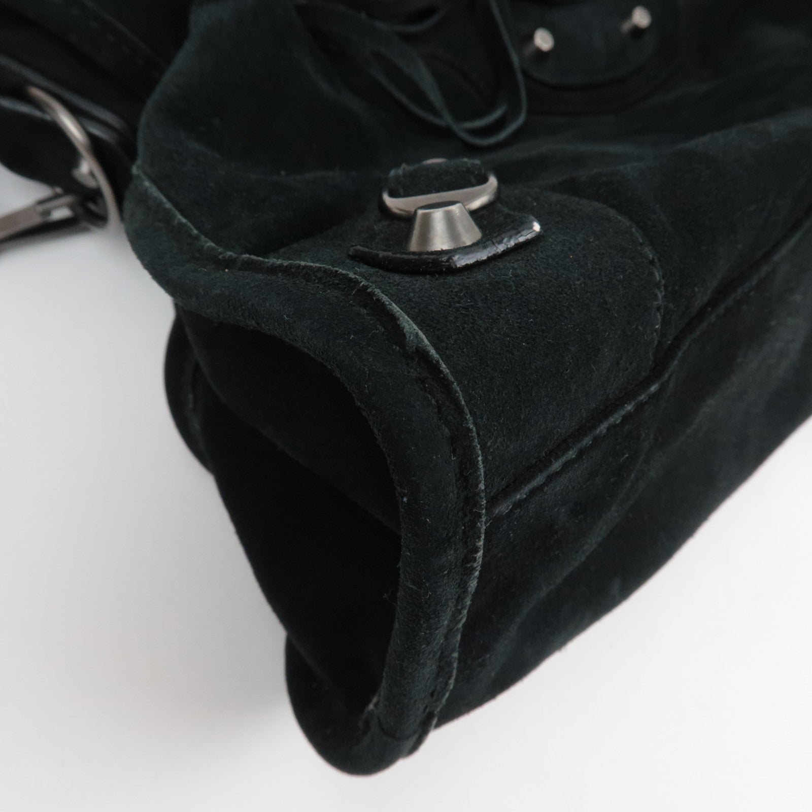 BALENCIAGA The City 2Way Handbag Suede Black 115748 *Dust bag, Strap ※Mirror missing