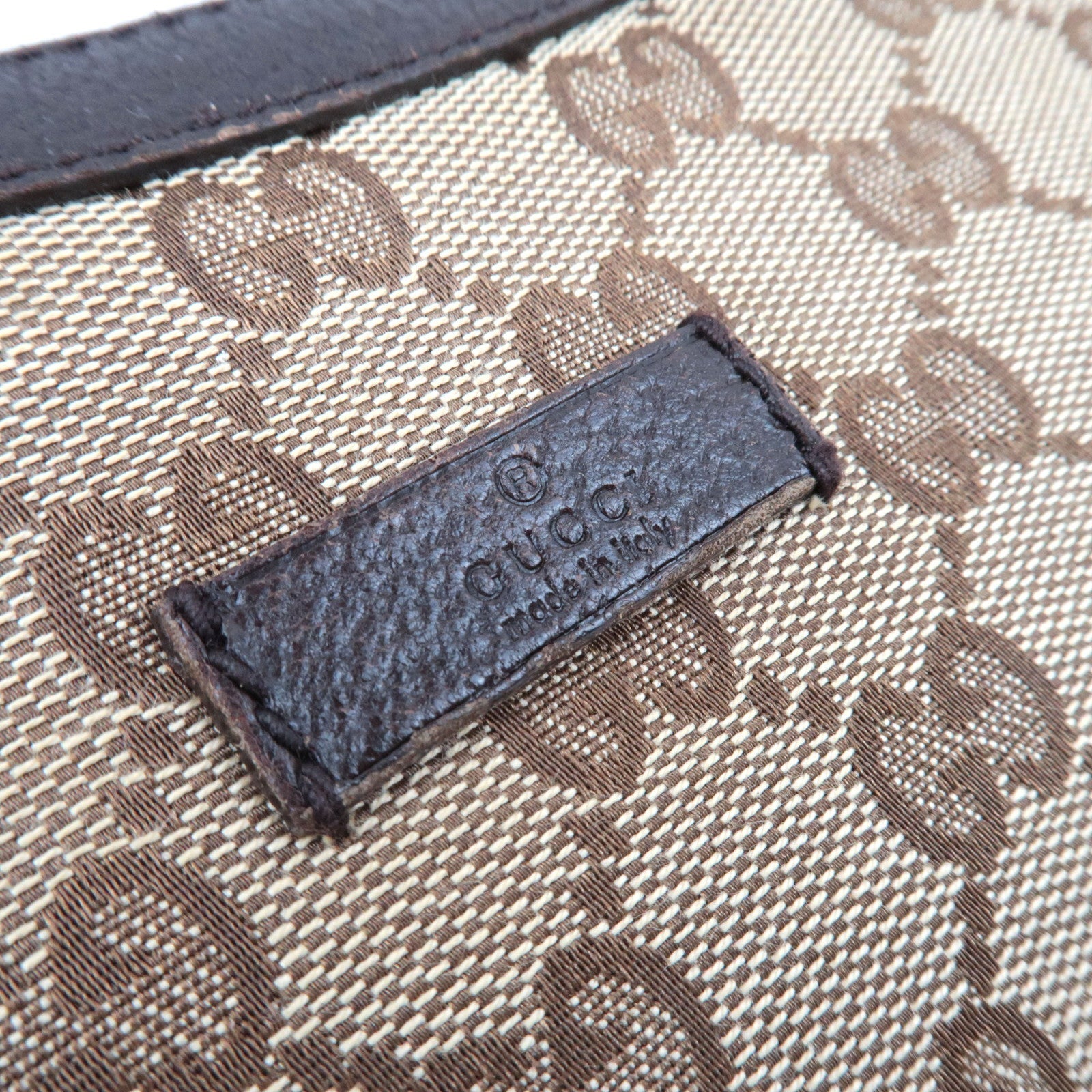 GUCCI Shoulder Bag GG Canvas Leather Beige Brown 122790