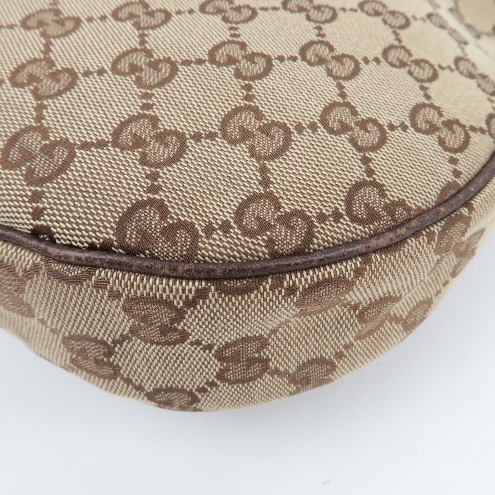 GUCCI Shoulder Bag GG Canvas Leather Beige Brown 122790
