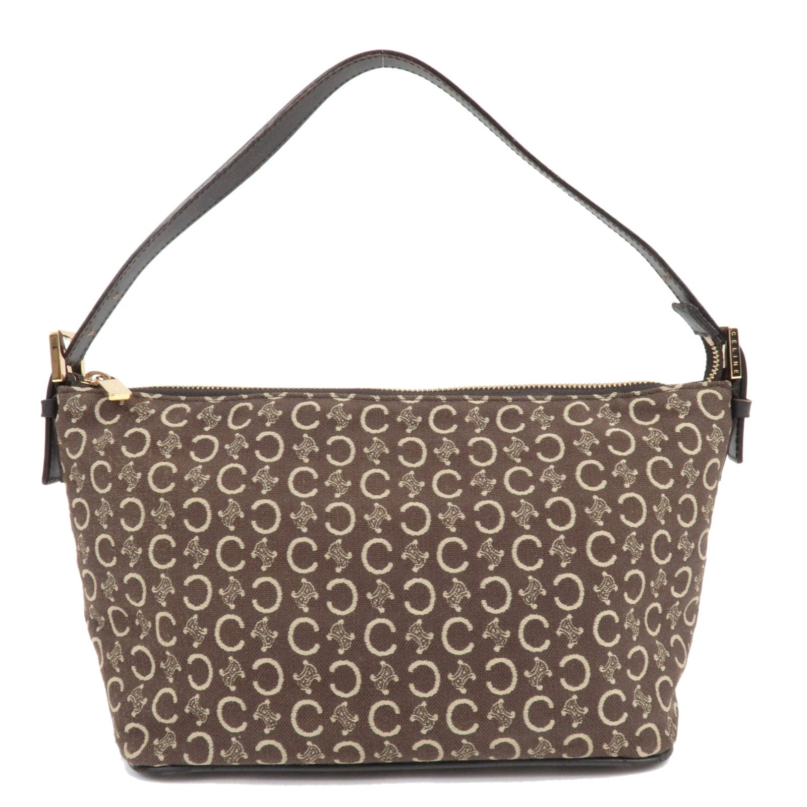 CELINE C Macadam Shoulder Bag Canvas Leather Brown80490