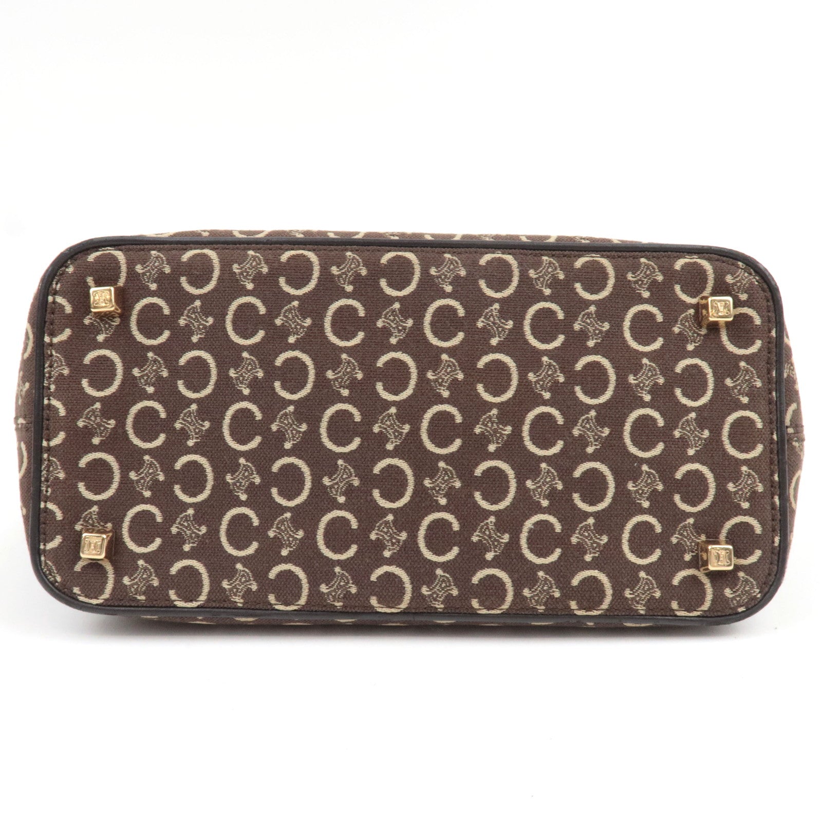 CELINE C Macadam Shoulder Bag Canvas Leather Brown