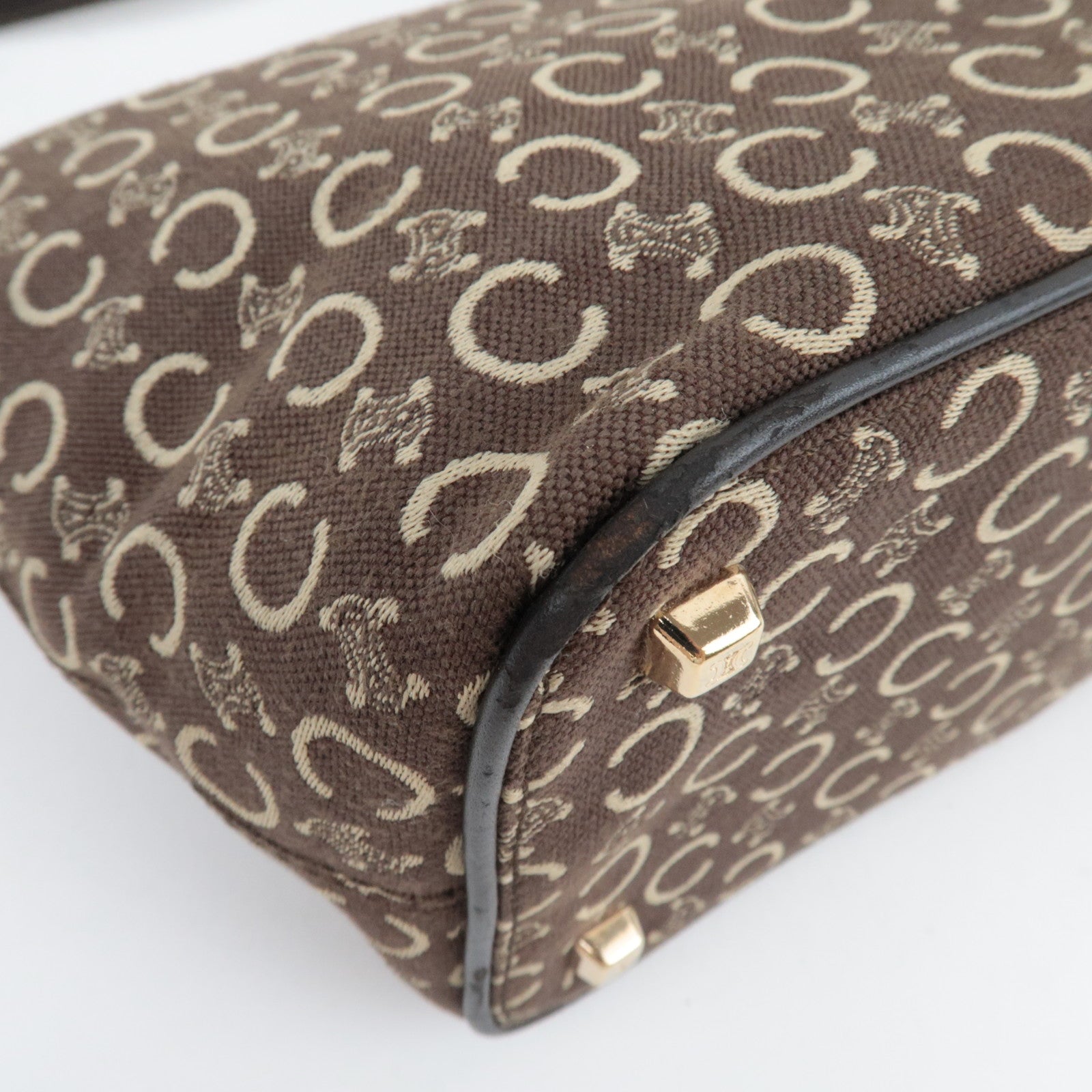 CELINE C Macadam Shoulder Bag Canvas Leather Brown