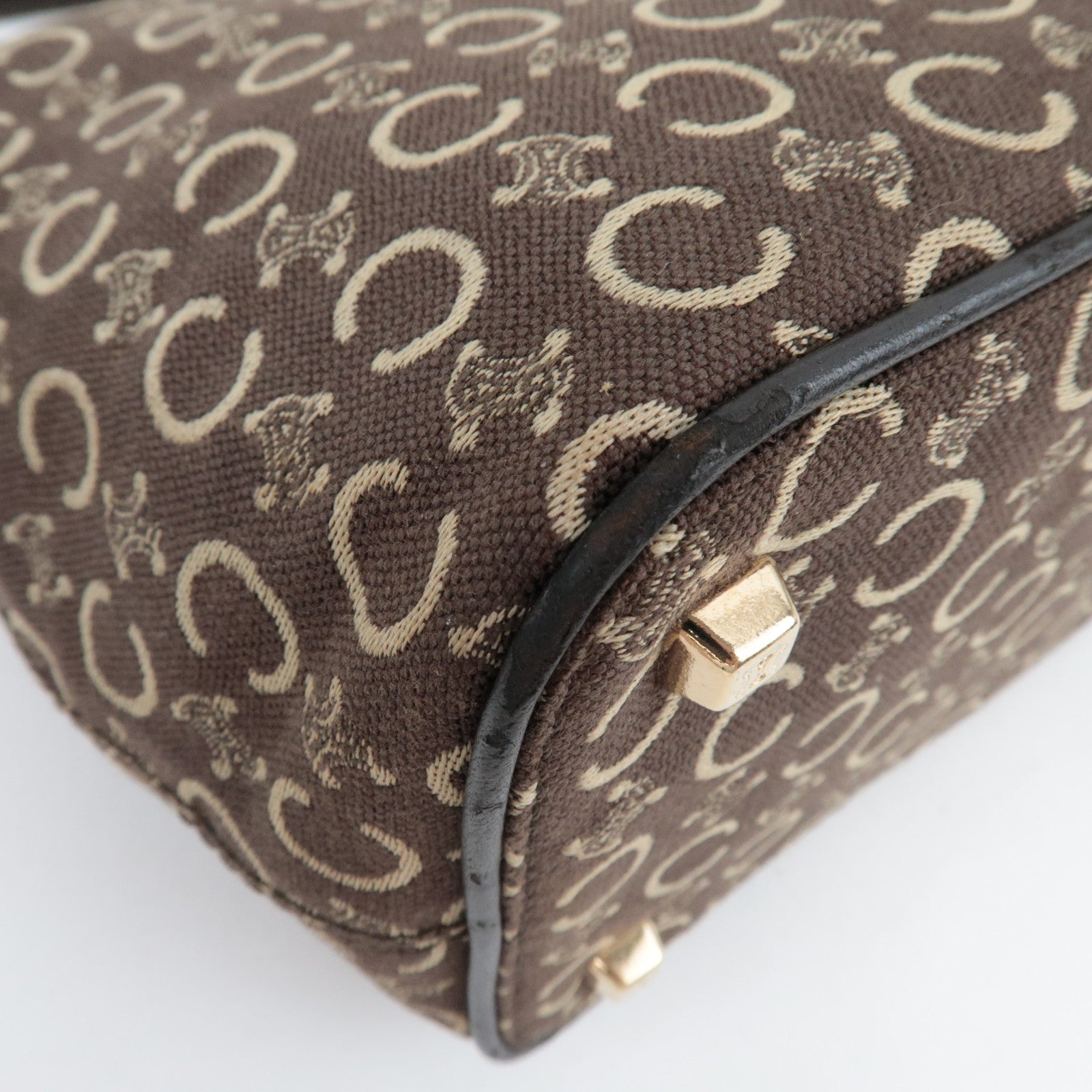 CELINE C Macadam Shoulder Bag Canvas Leather Brown