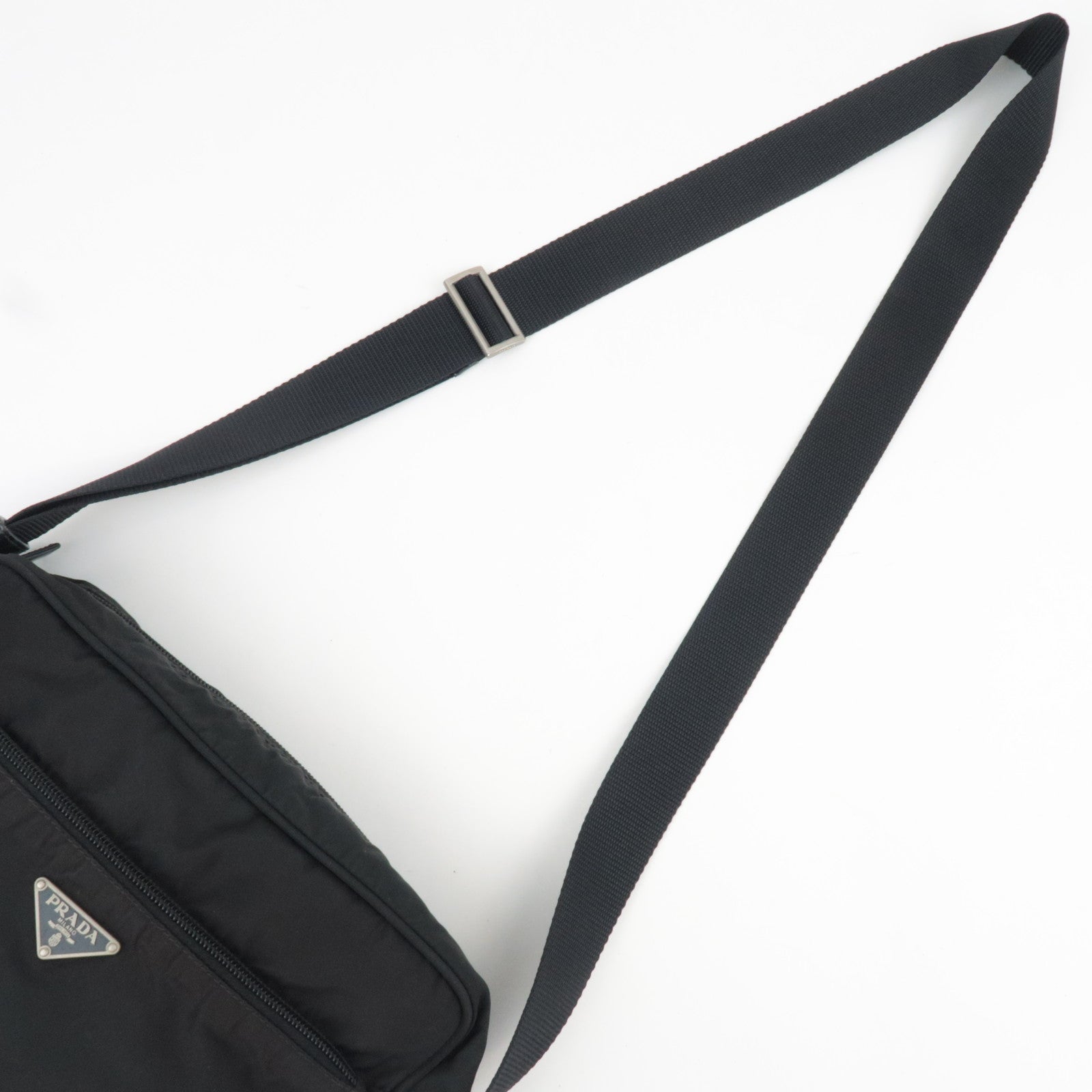PRADA Shoulder Bag Nylon Leather Black