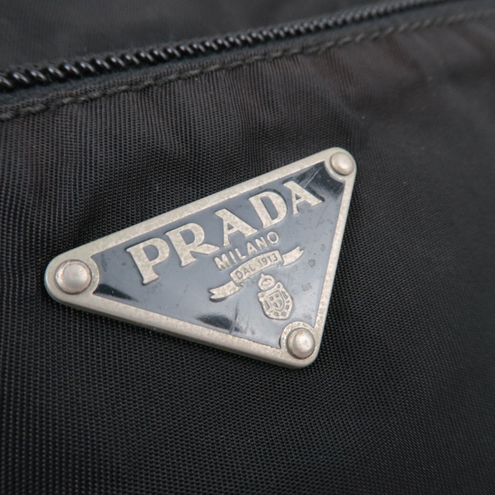 PRADA Shoulder Bag Nylon Leather Black