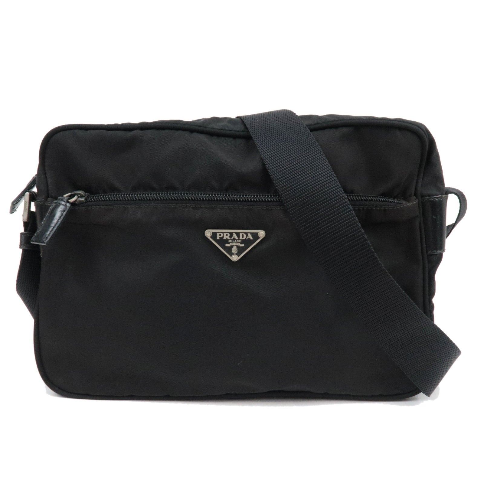 PRADA Shoulder Bag Nylon Leather Black80491