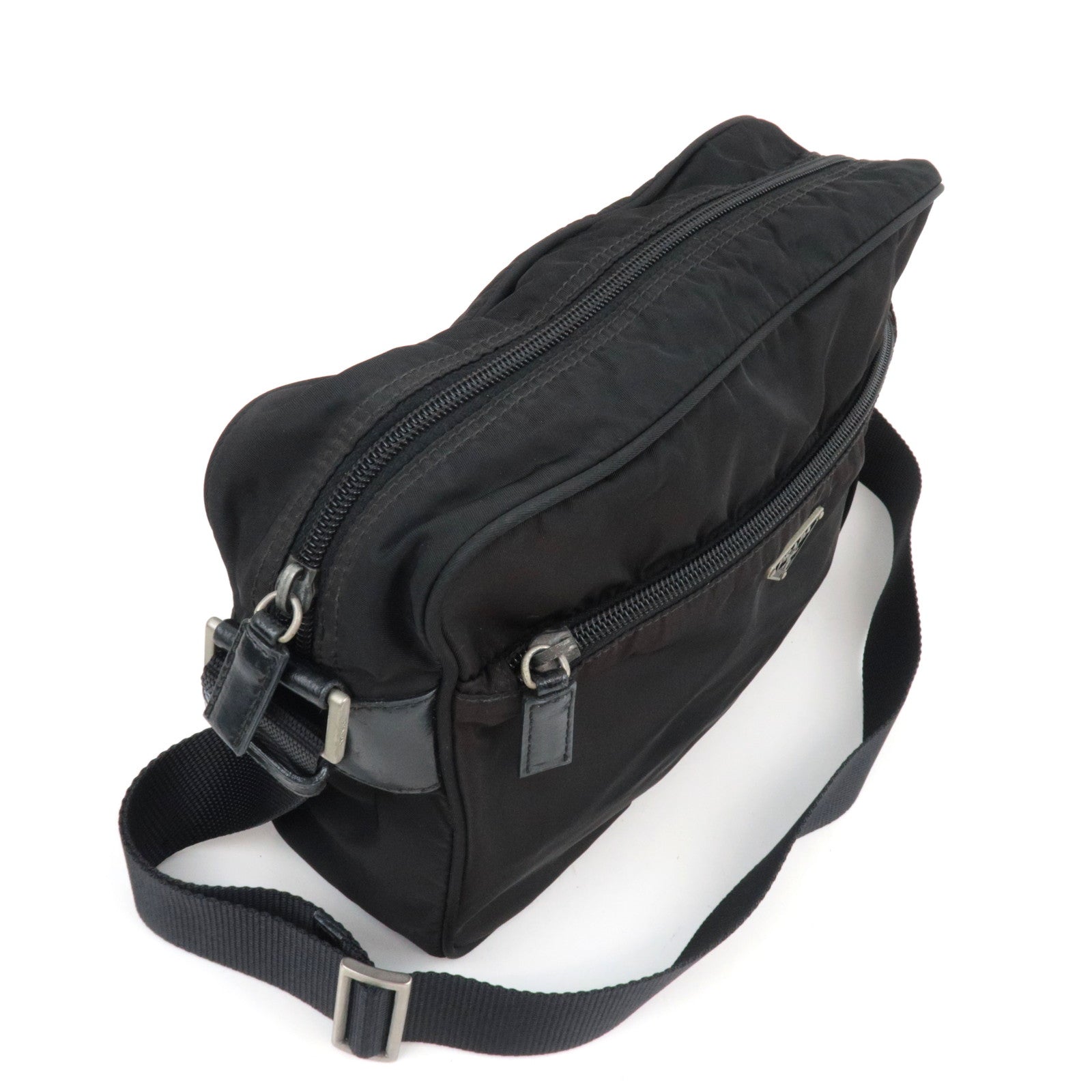 PRADA Shoulder Bag Nylon Leather Black