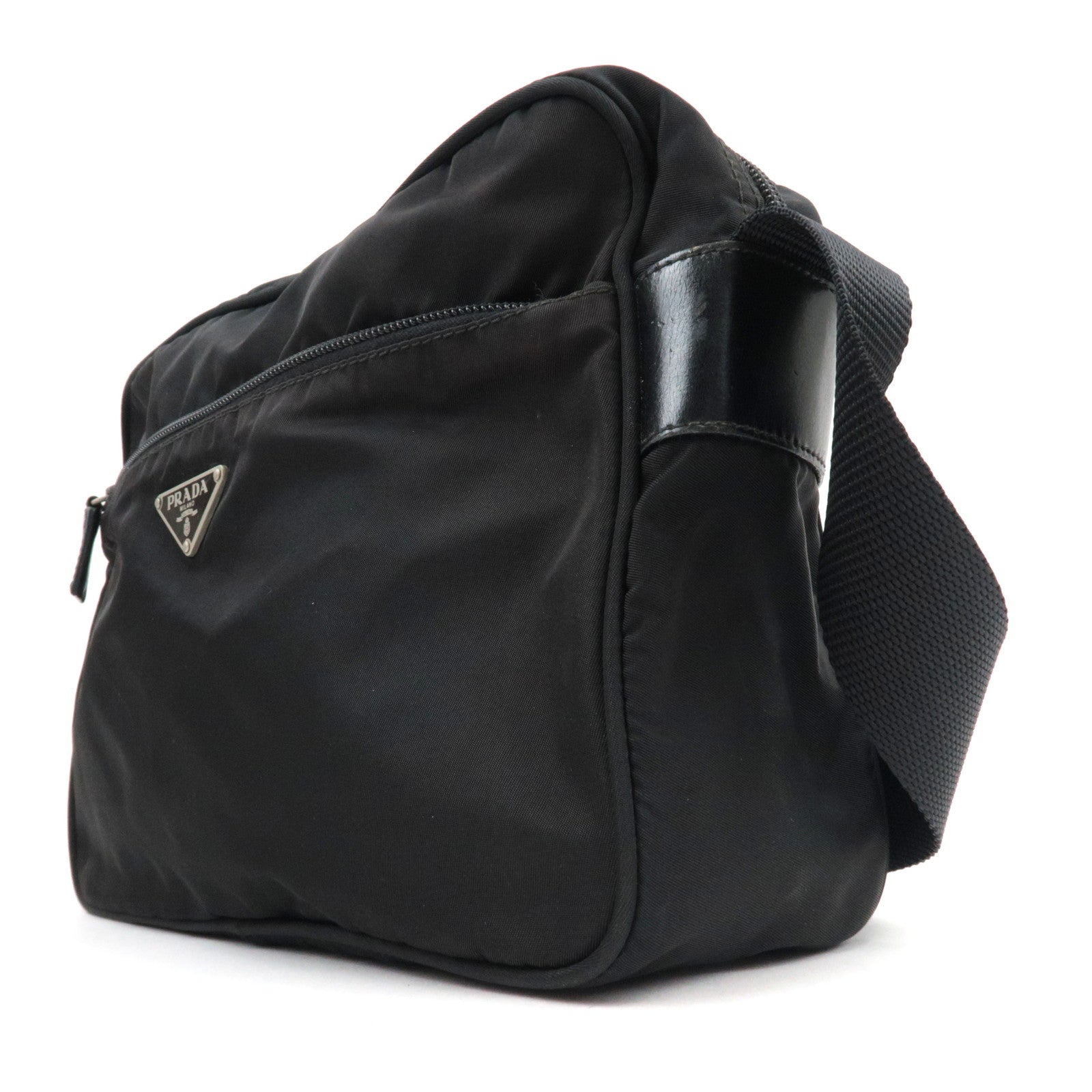 PRADA Shoulder Bag Nylon Leather Black