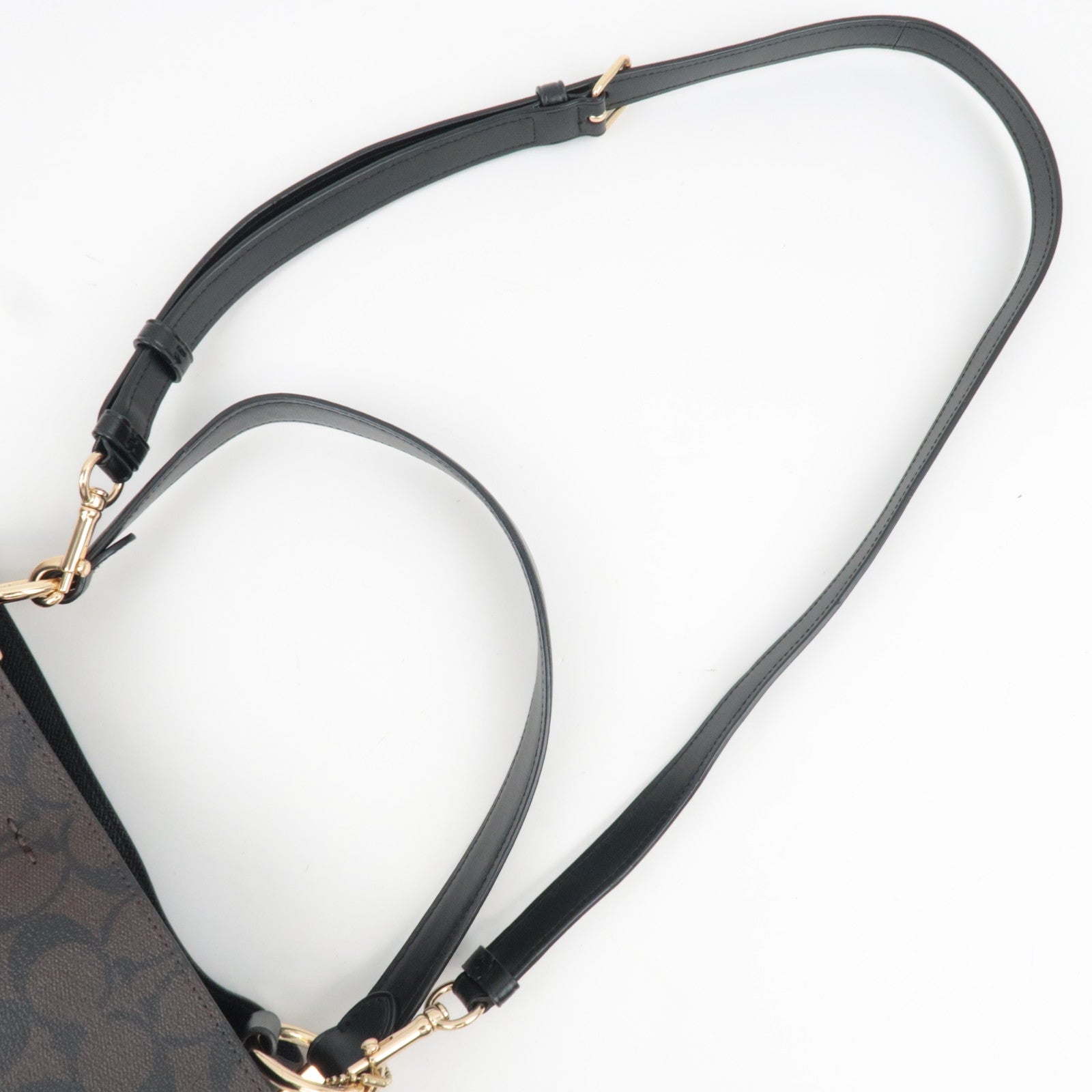 COACH Signature 2Way Handbag PVC Leather Brown Black 91512 *Strap