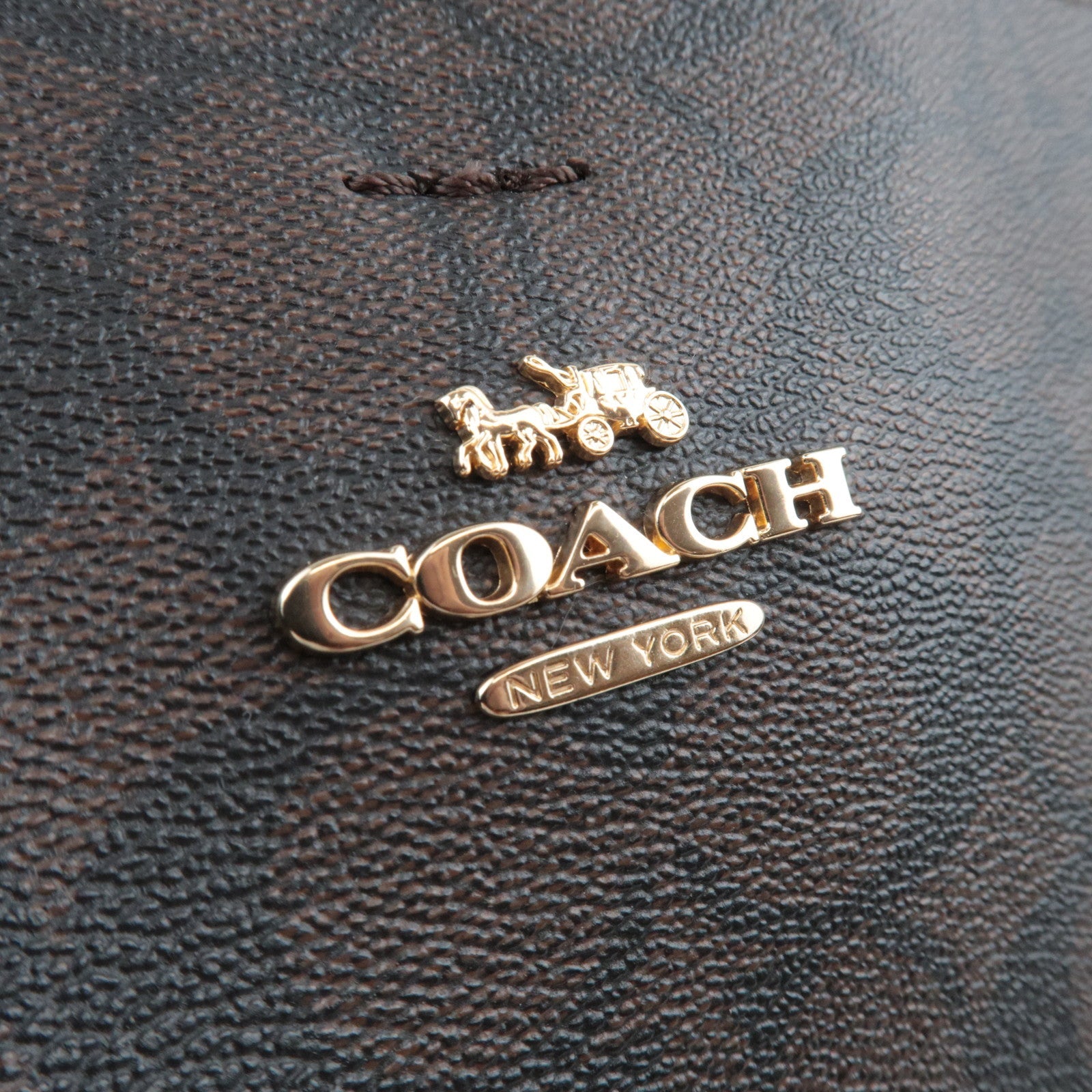 COACH Signature 2Way Handbag PVC Leather Brown Black 91512 *Strap