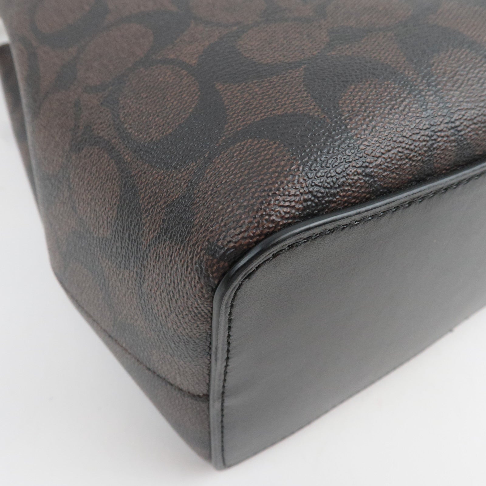 COACH Signature 2Way Handbag PVC Leather Brown Black 91512 *Strap