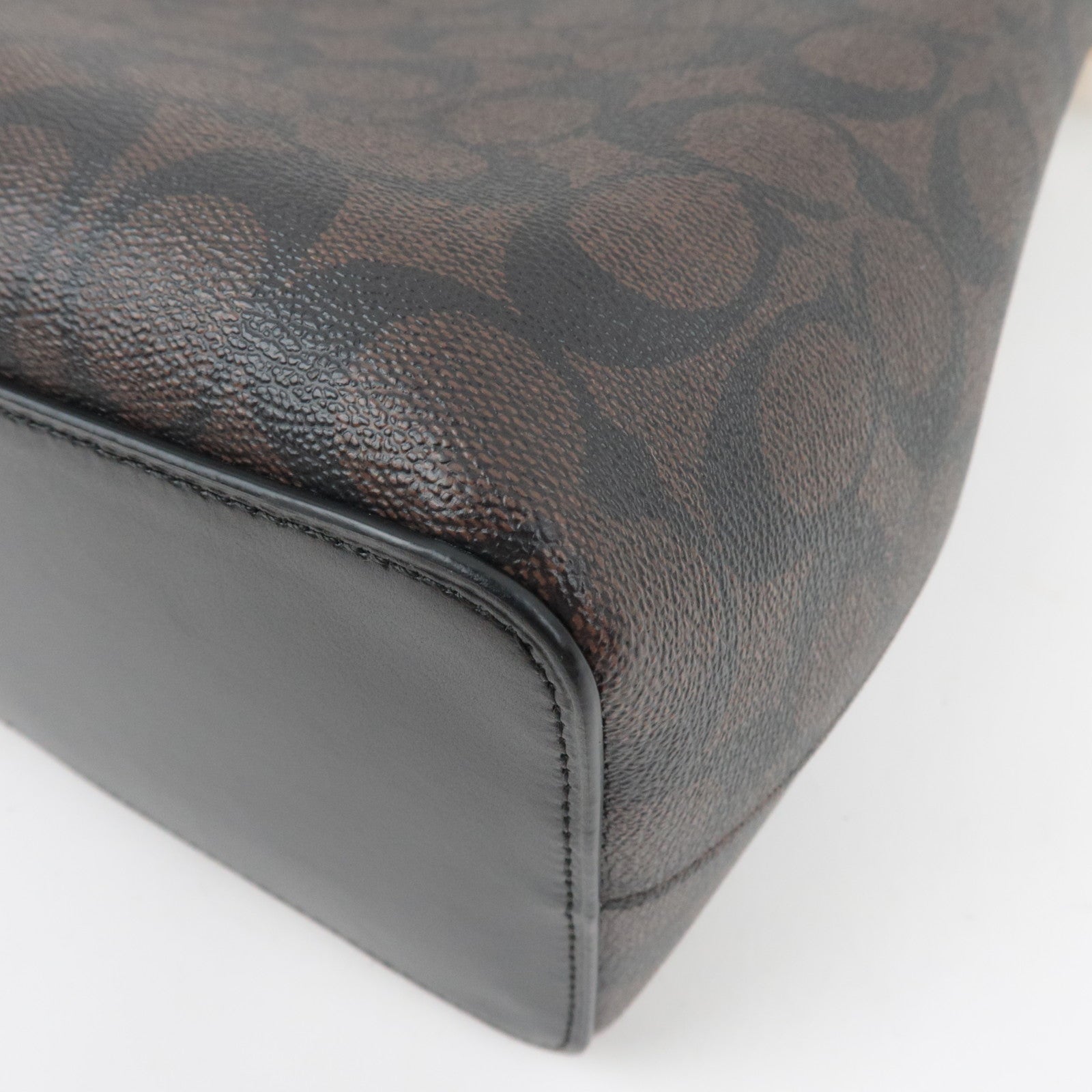 COACH Signature 2Way Handbag PVC Leather Brown Black 91512 *Strap