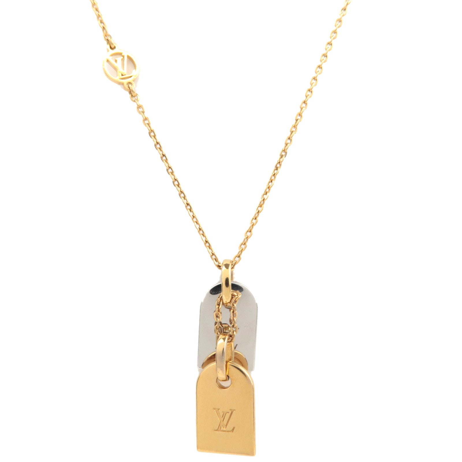 Louis Vuitton Nanogram Necklace Metal Gold Silver M63141 LE0179 *Box