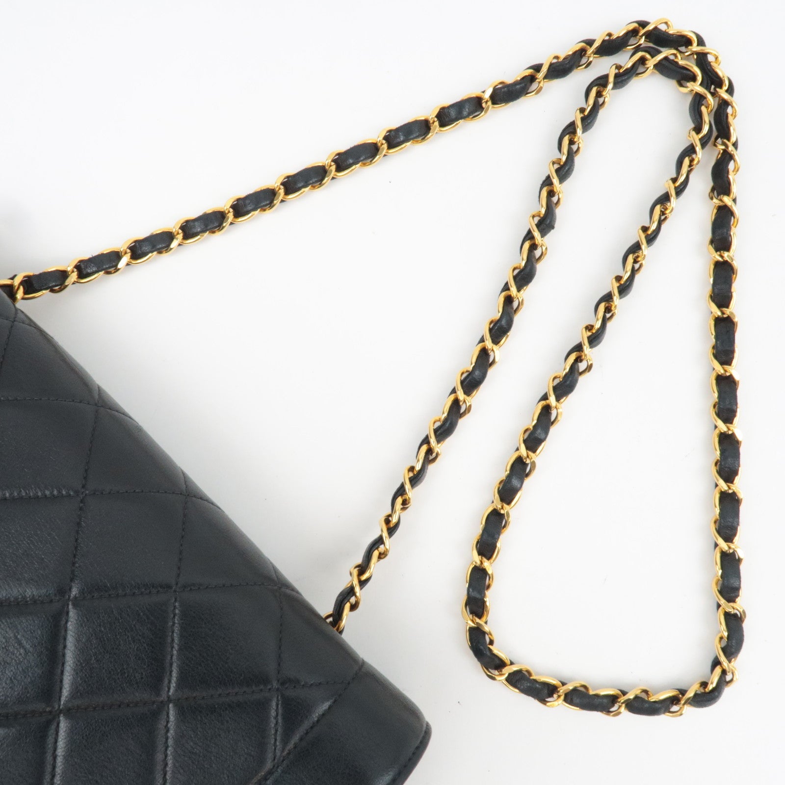 CHANEL Diana Matelasse 25 Chain Shoulder Bag Lambskin Black Gold HDW 2382830