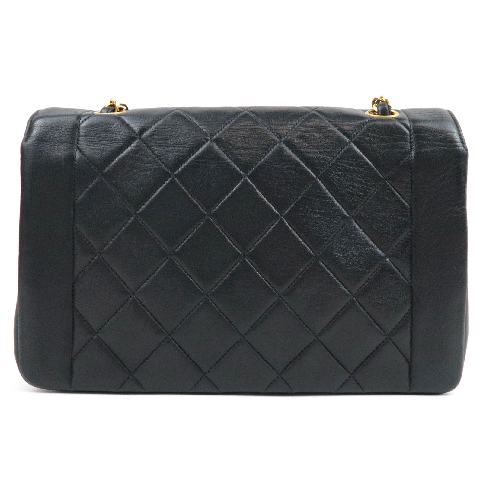 CHANEL Diana Matelasse 25 Chain Shoulder Bag Lambskin Black Gold HDW 2382830
