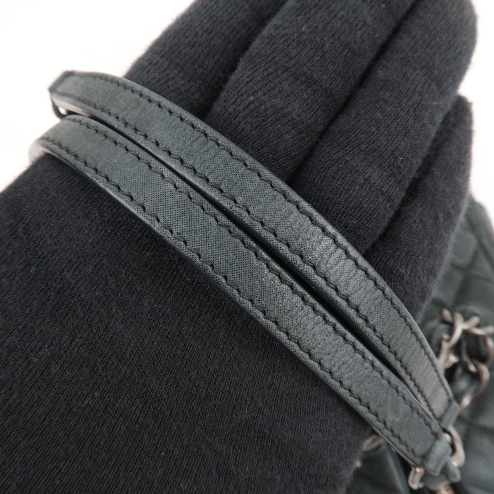 CHANEL Matelasse Chain Tote Bag Sparkle Leather Black 14845535 *G card