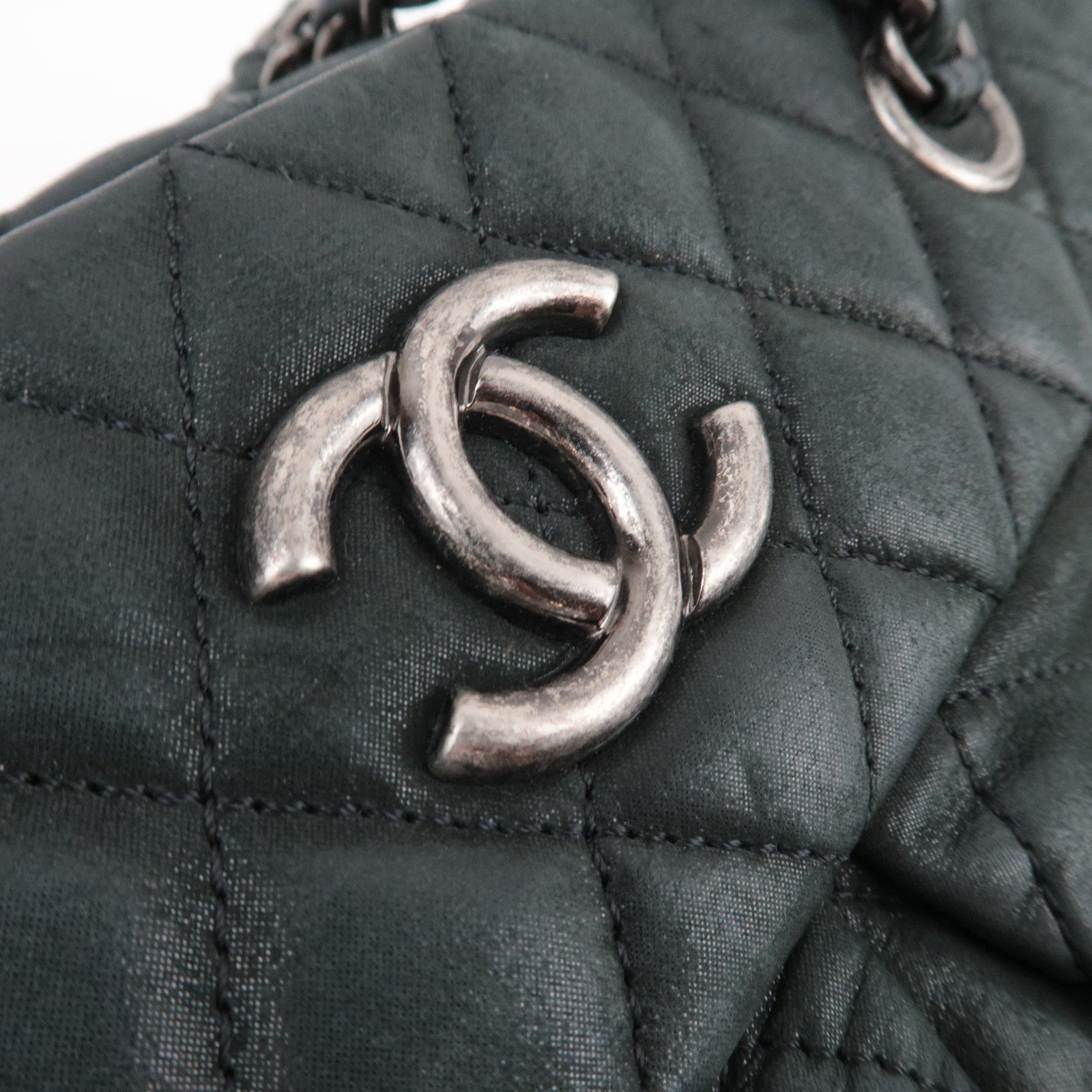 CHANEL Matelasse Chain Tote Bag Sparkle Leather Black 14845535 *G card