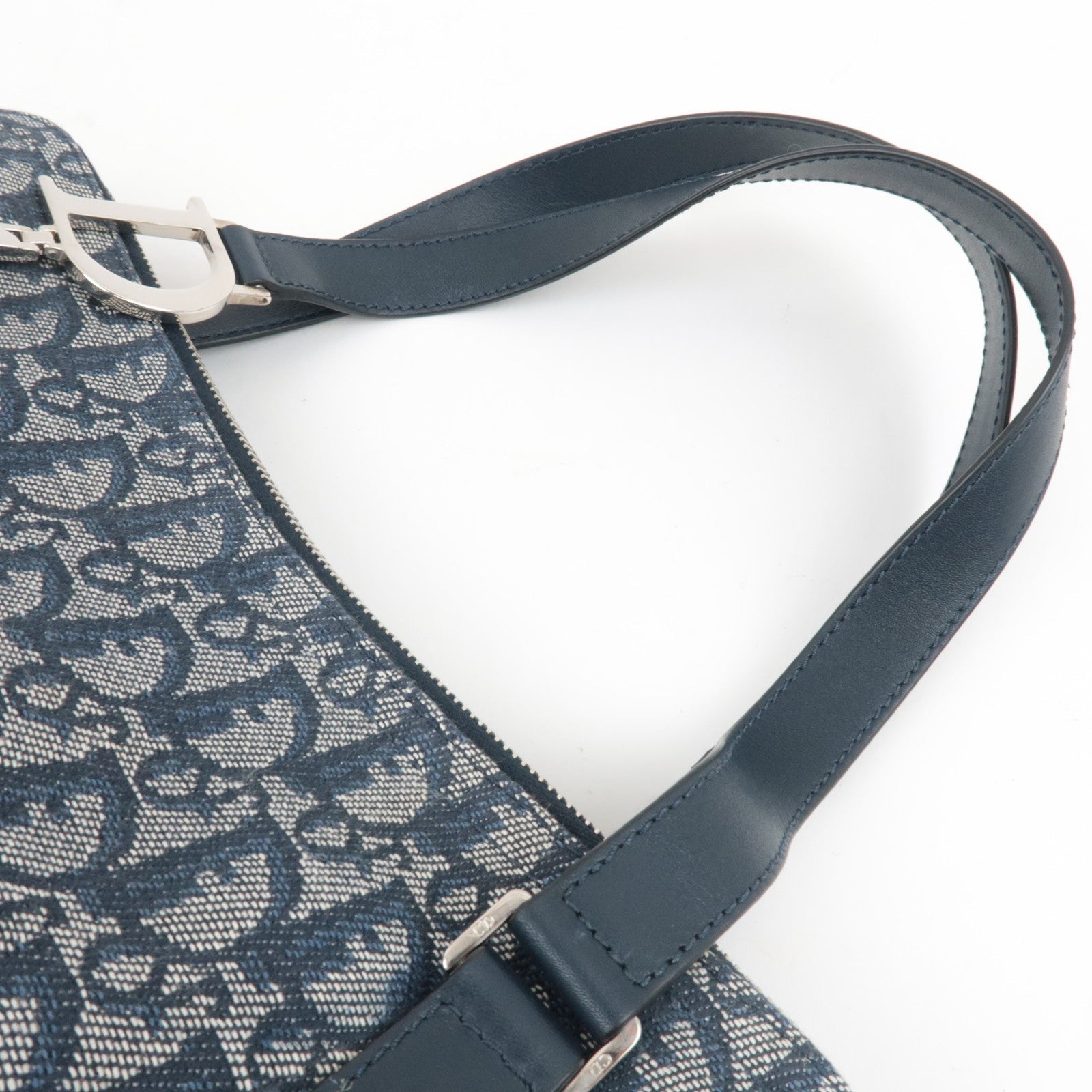 Christian Dior Trotter Handbag Canvas Leather Navy *Dust bag, G card