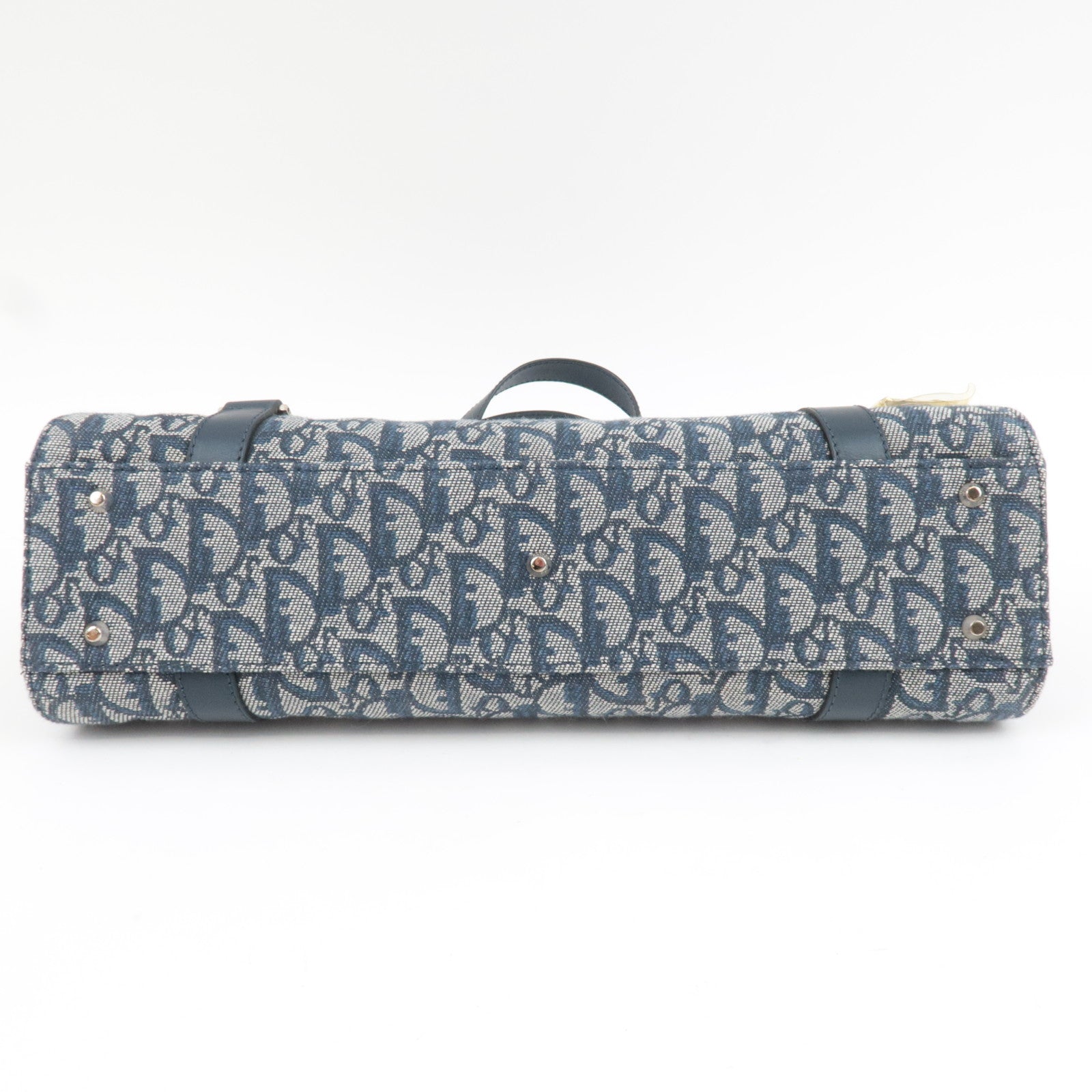 Christian Dior Trotter Handbag Canvas Leather Navy *Dust bag, G card