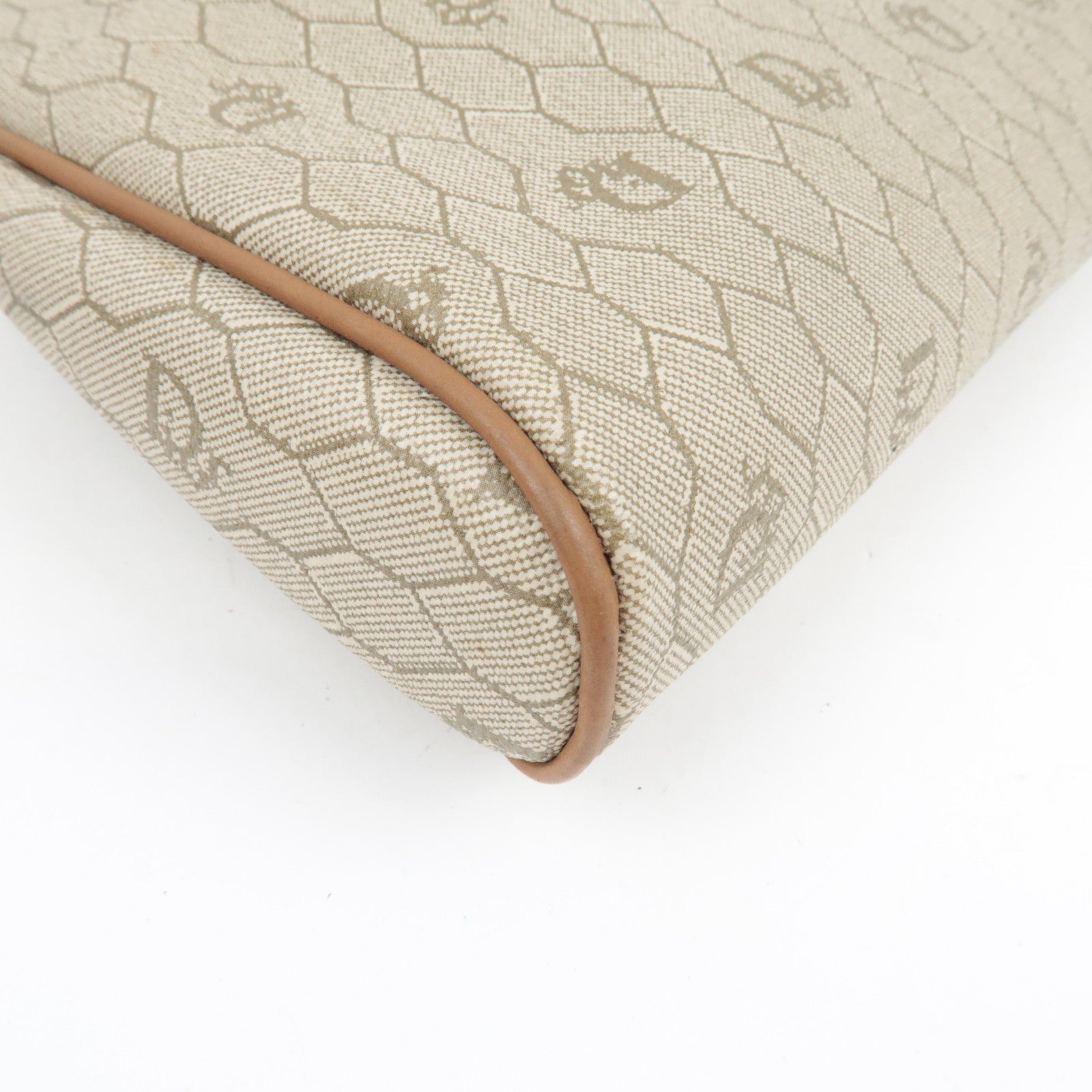 Christian Dior Honeycomb Clutch Bag Pouch PVC Leather Beige