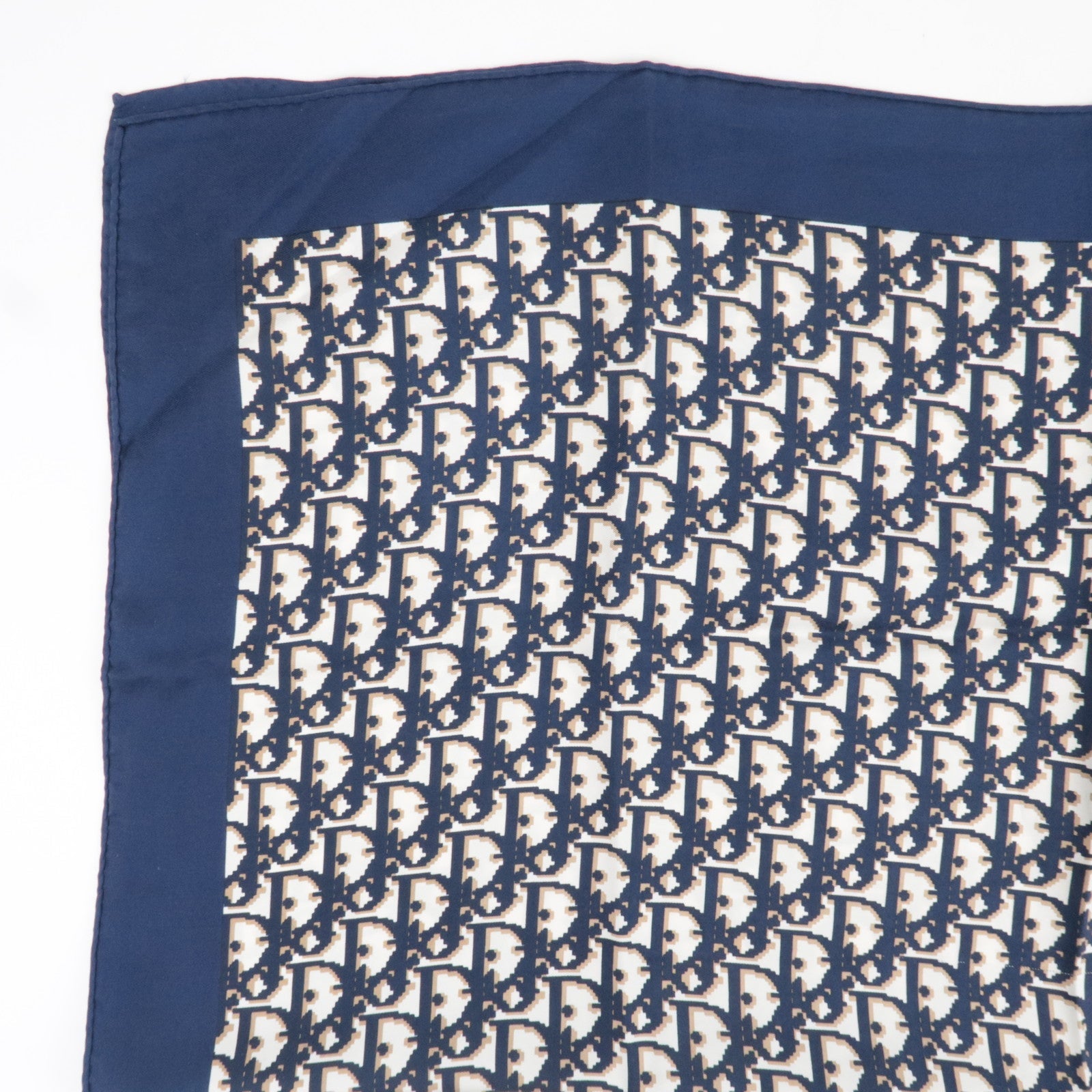 Christian Dior Trotter Scarf 100% Silk Navy White