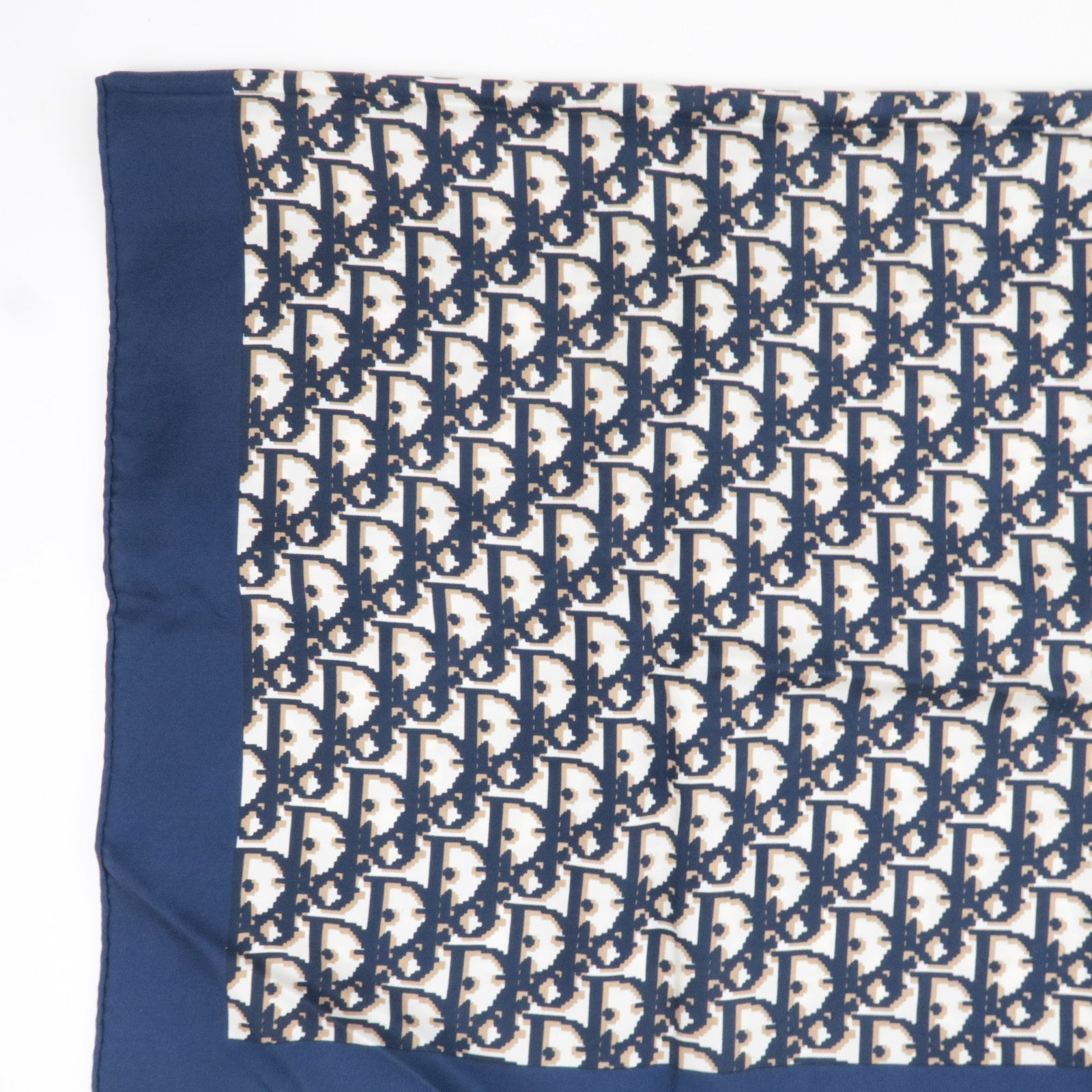 Christian Dior Trotter Scarf 100% Silk Navy White