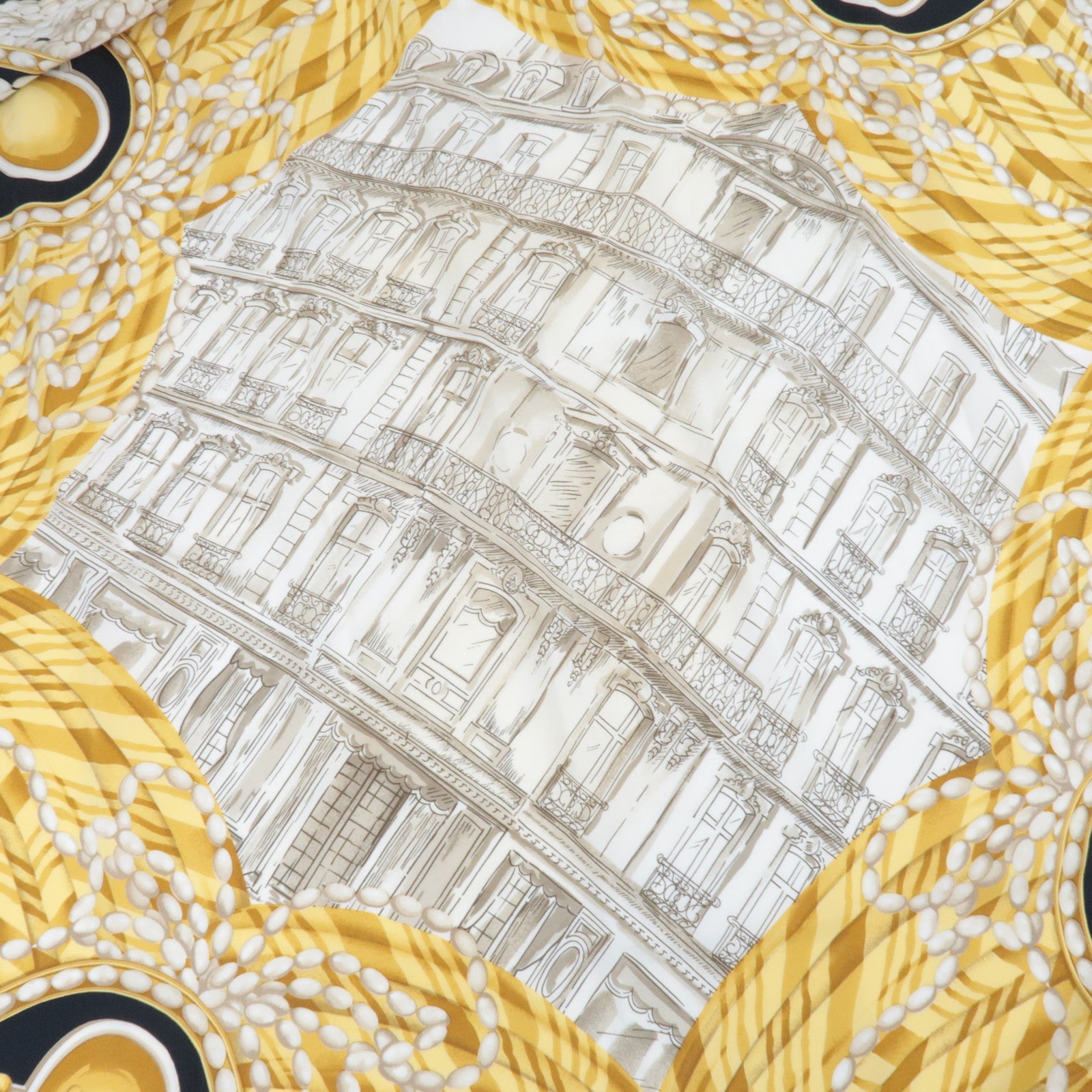 Christian Dior Scarf Pearl Chain Print 100% Silk White Black