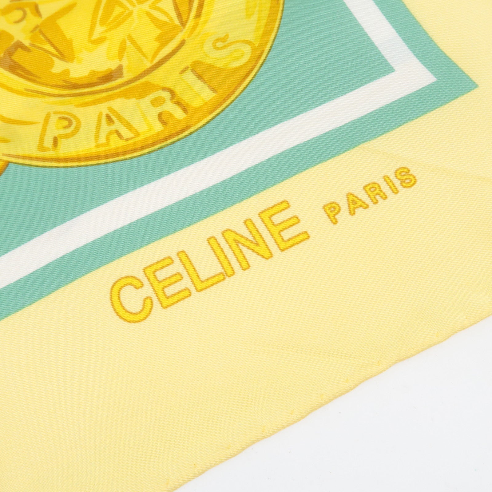 CELINE Scarf Beach Print 100% Silk Yellow